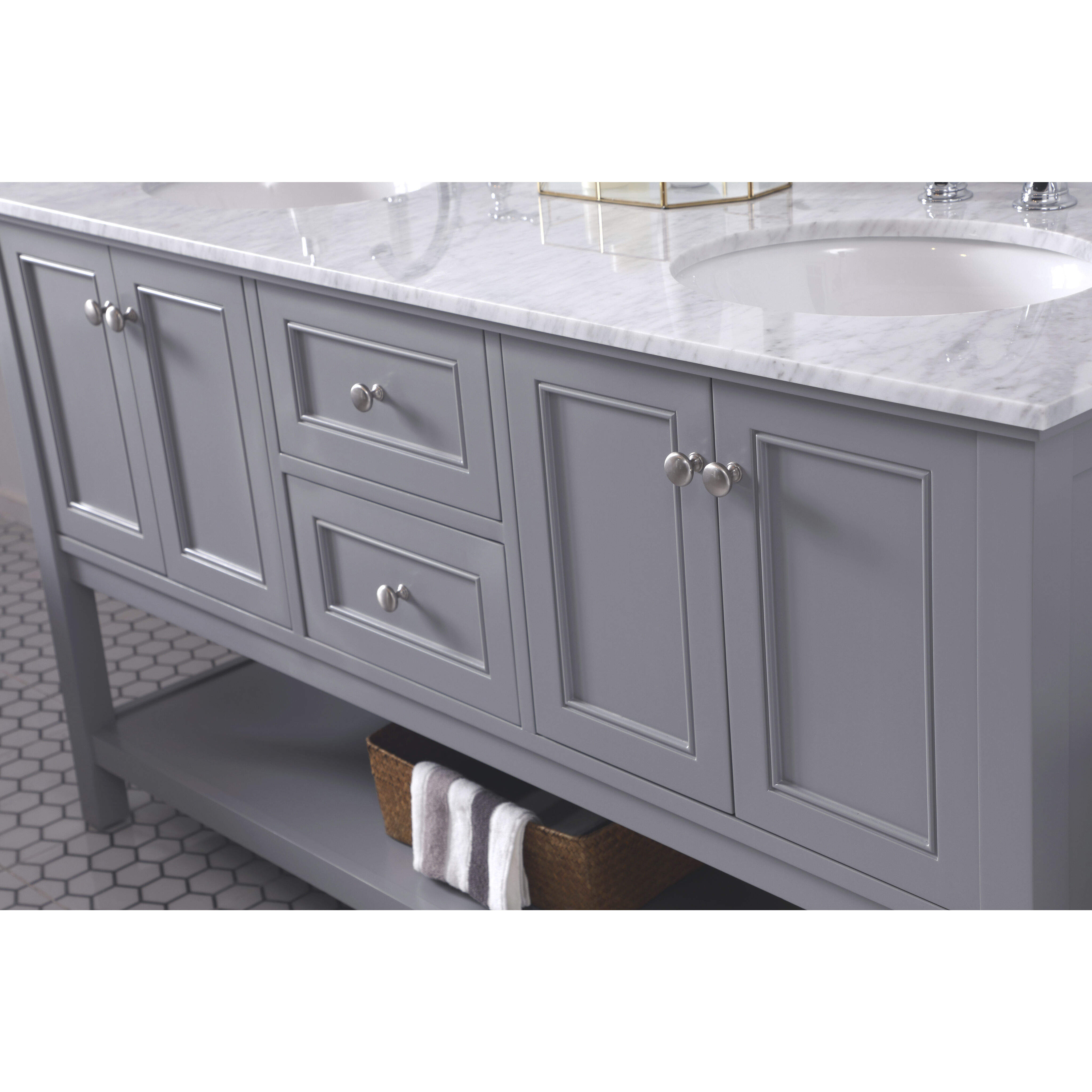 Metropolis 60 X 22 X 34 inch Grey Vanity Sink Set