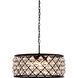 Madison 6 Light 25 inch Matte Black Pendant Ceiling Light in Clear, Faceted Royal Cut, Urban Classic