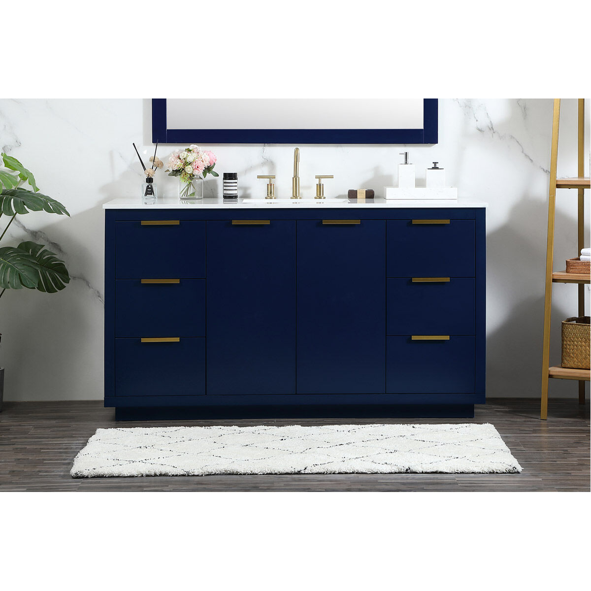 Blake 60 X 22 X 34 inch Blue Vanity Sink Set