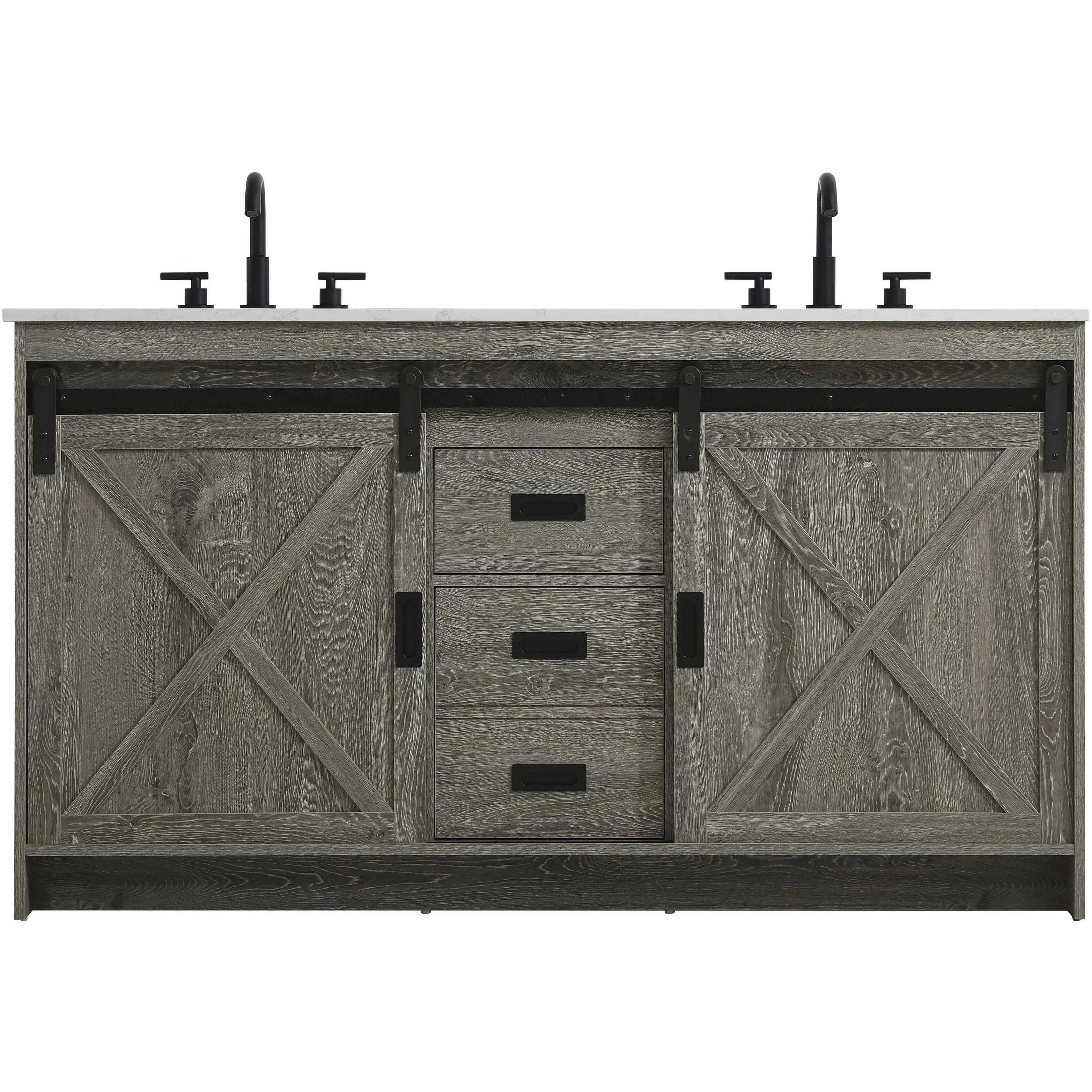 Austin 60 X 34 inch Rustic Grey Bathroom Vanity Cabinet