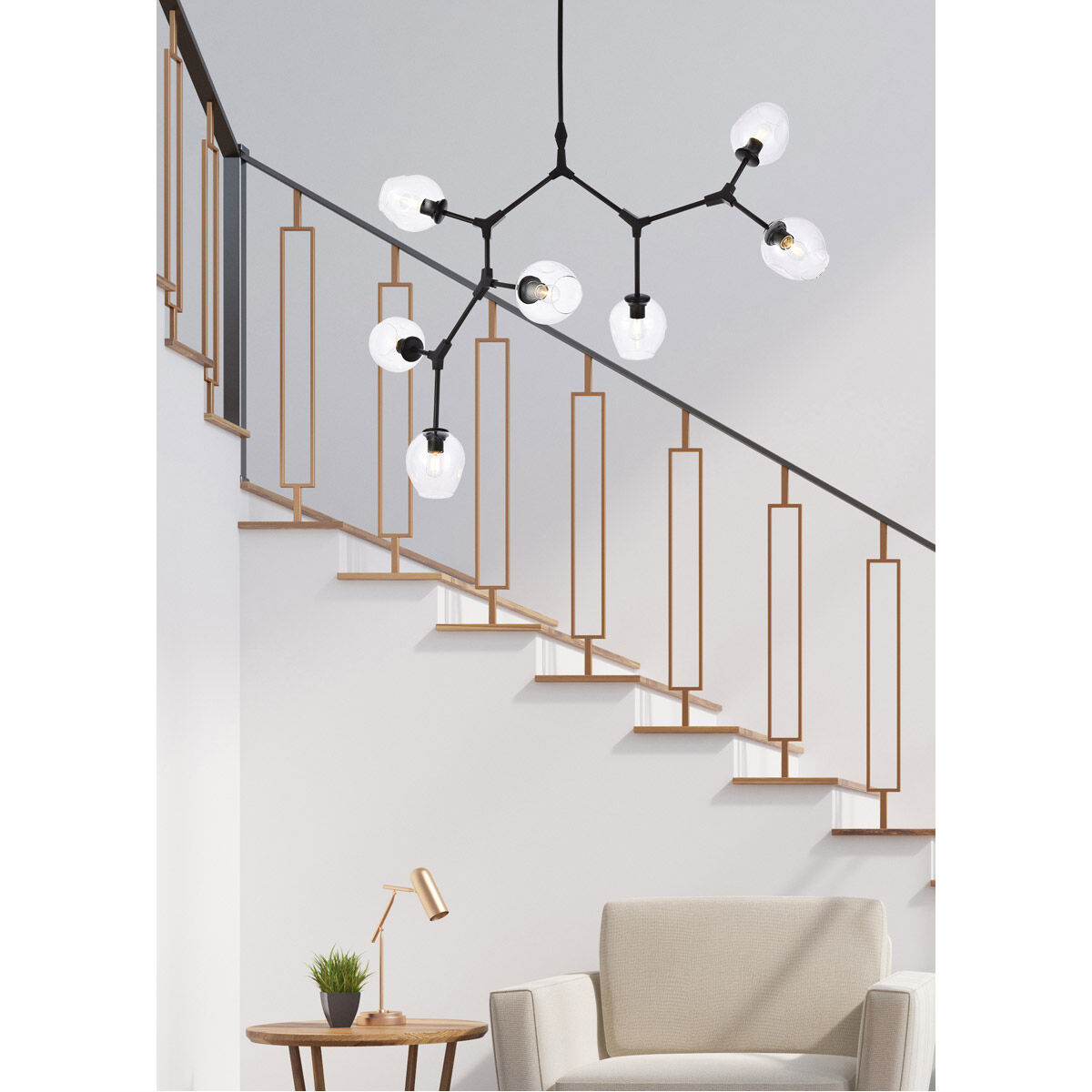 Cavoli 7 Light 57 inch Black Chandelier Ceiling Light