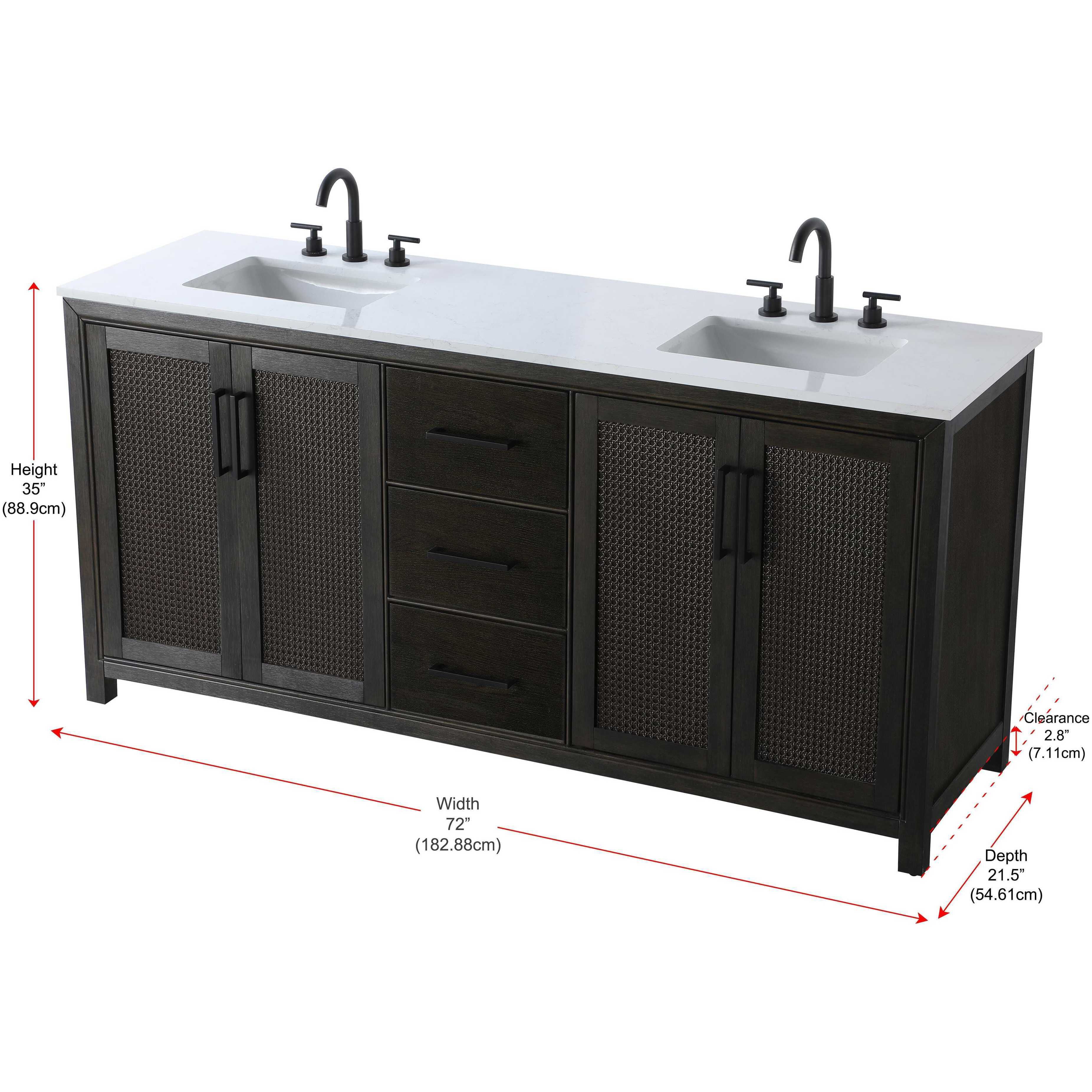 Alina 72 X 34 inch Chocolate Oak Bathroom Vanity Cabinet