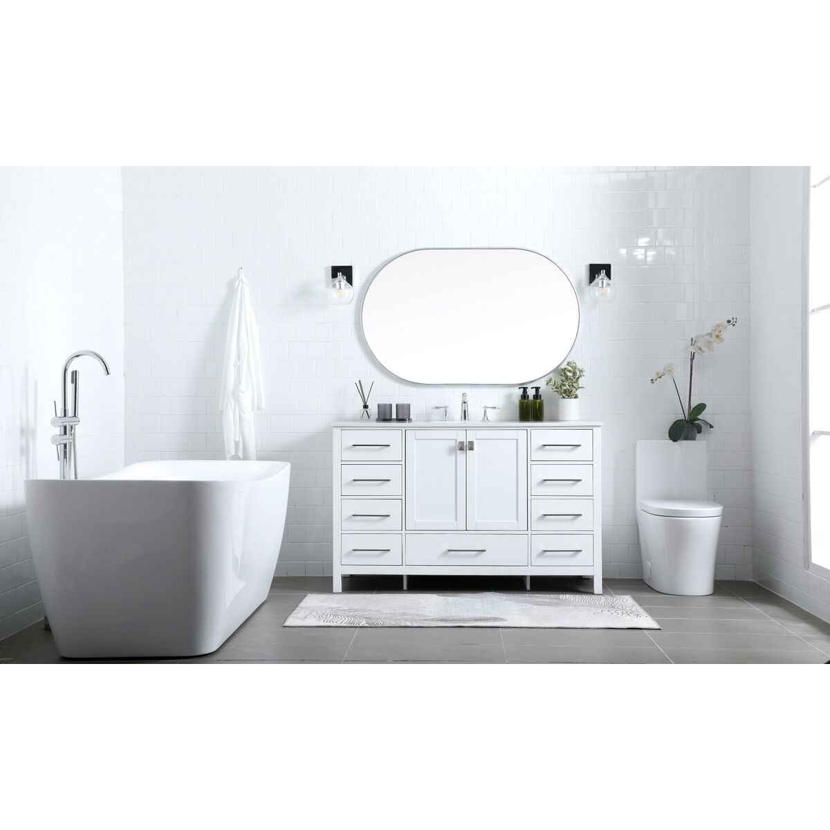 Irene 54 X 22 X 34 inch White Vanity Sink Set