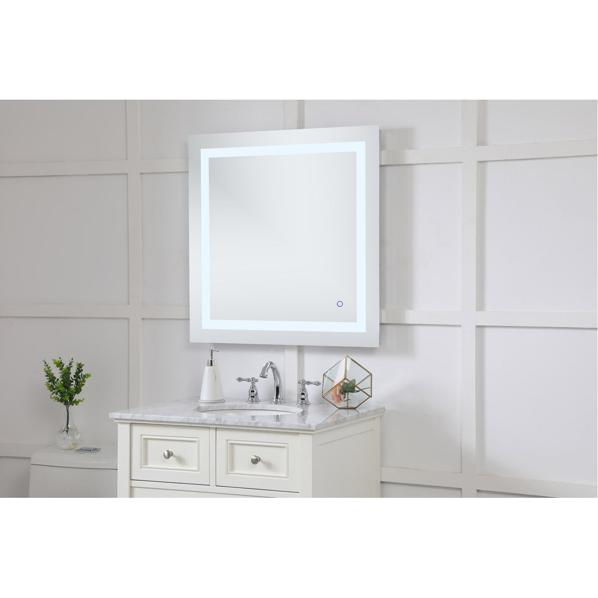 Helios 30 X 30 inch Silver Lighted Wall Mirror