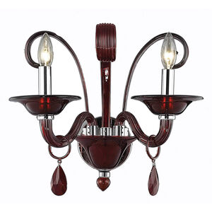Muse 2 Light 16 inch Red Wall Sconce Wall Light in Bordeaux, Royal Cut
