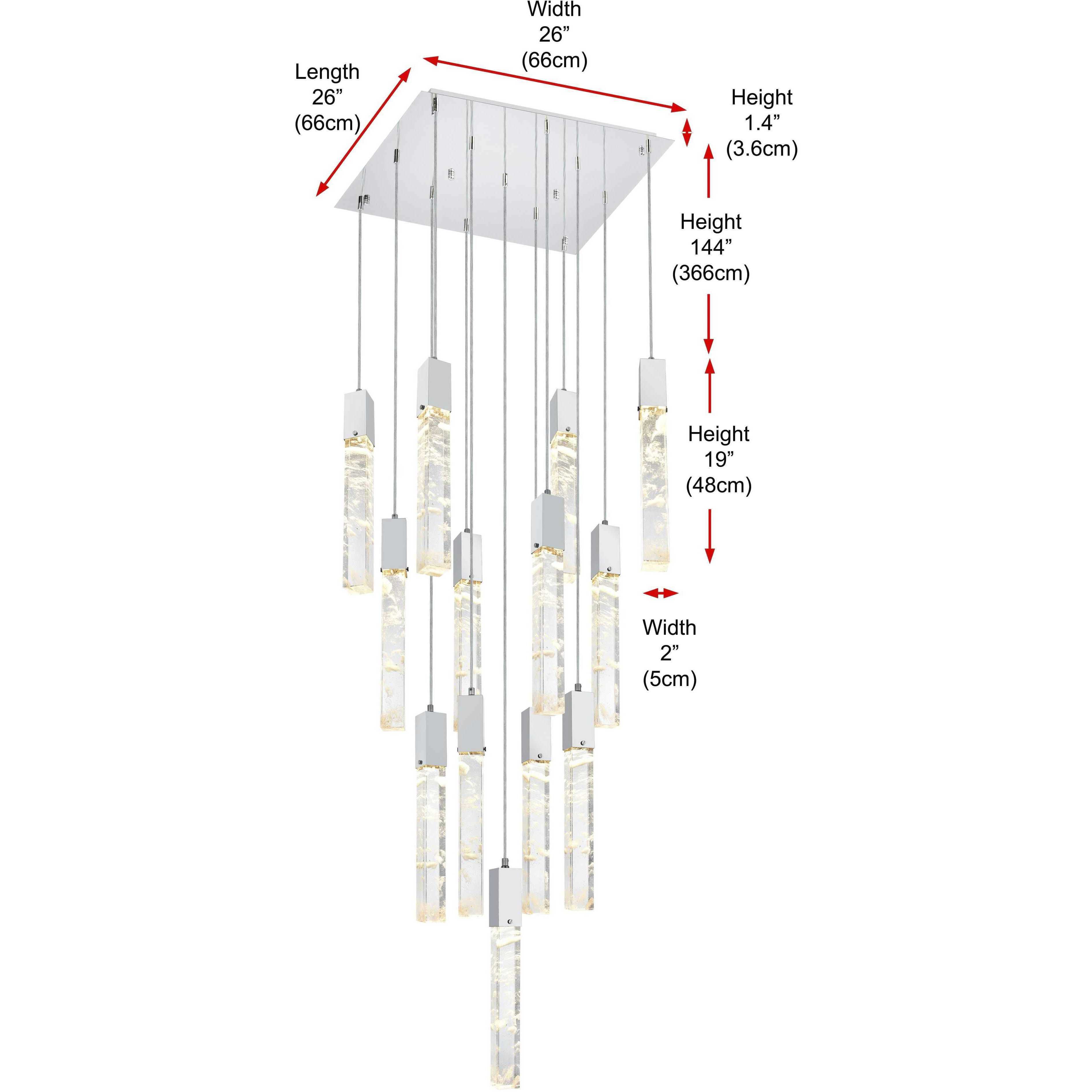 Aurora 13 Light 26 inch Chrome Pendant Ceiling Light