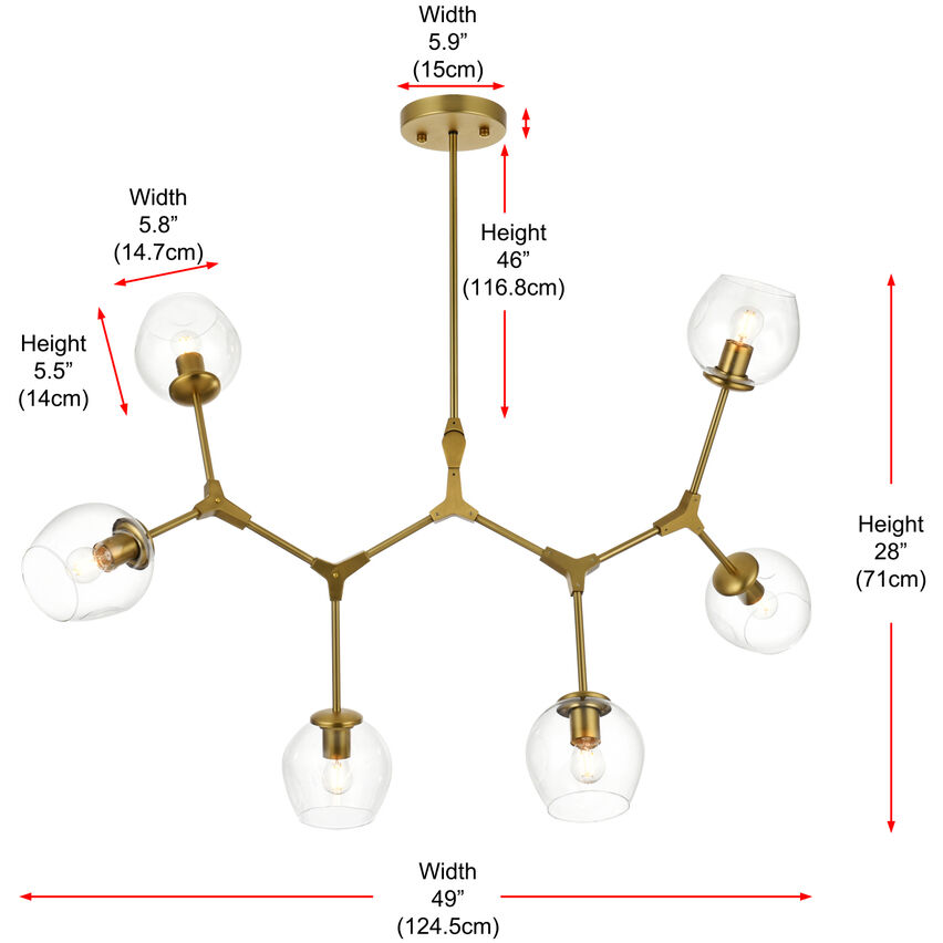 Cavoli 6 Light 28 inch Brass Chandelier Ceiling Light