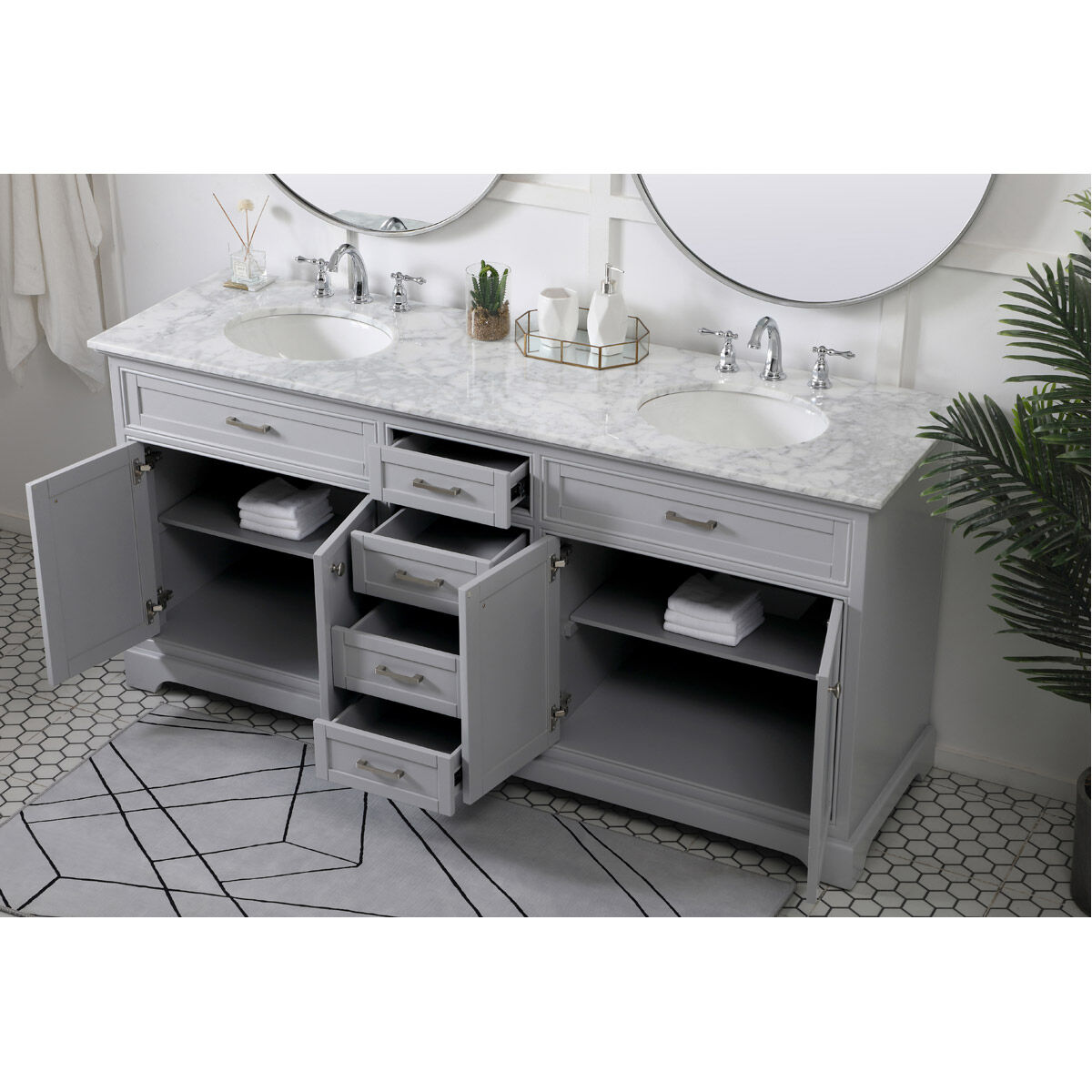 Americana 72 X 21.5 X 35 inch Grey Vanity Sink Set in Gray