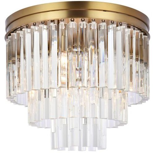 Sydney 9 Light 20 inch Satin Gold Flush Mount Ceiling Light in Clear