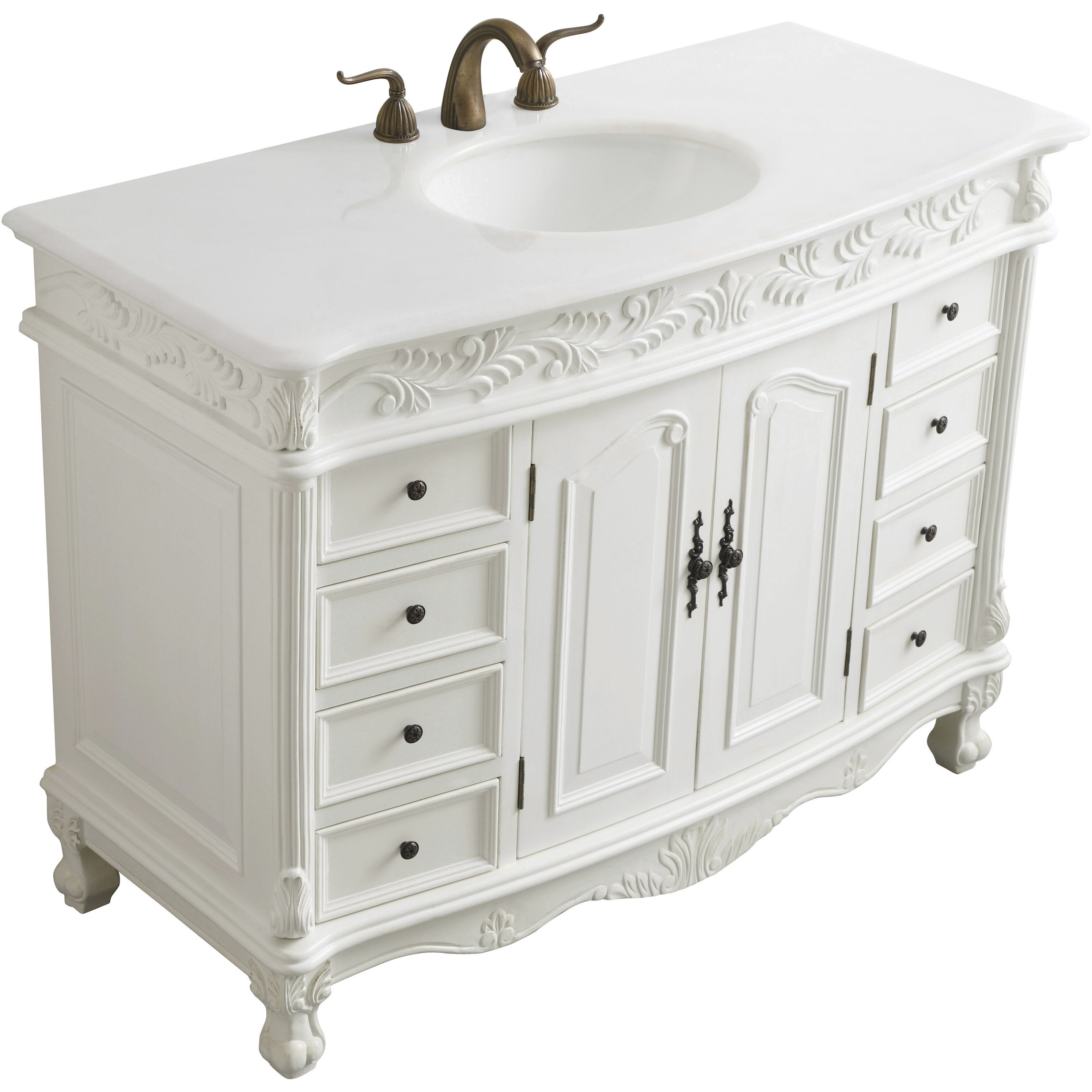 Bordeaux 48 X 22 X 36 inch Antique White Vanity Sink Set