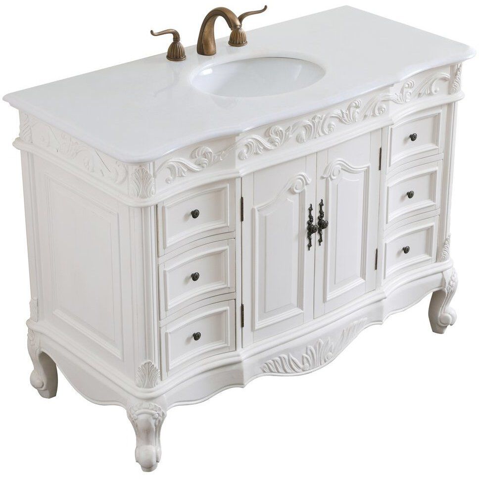 Oakland 48 X 22 X 36 inch Antique White Vanity Sink Set