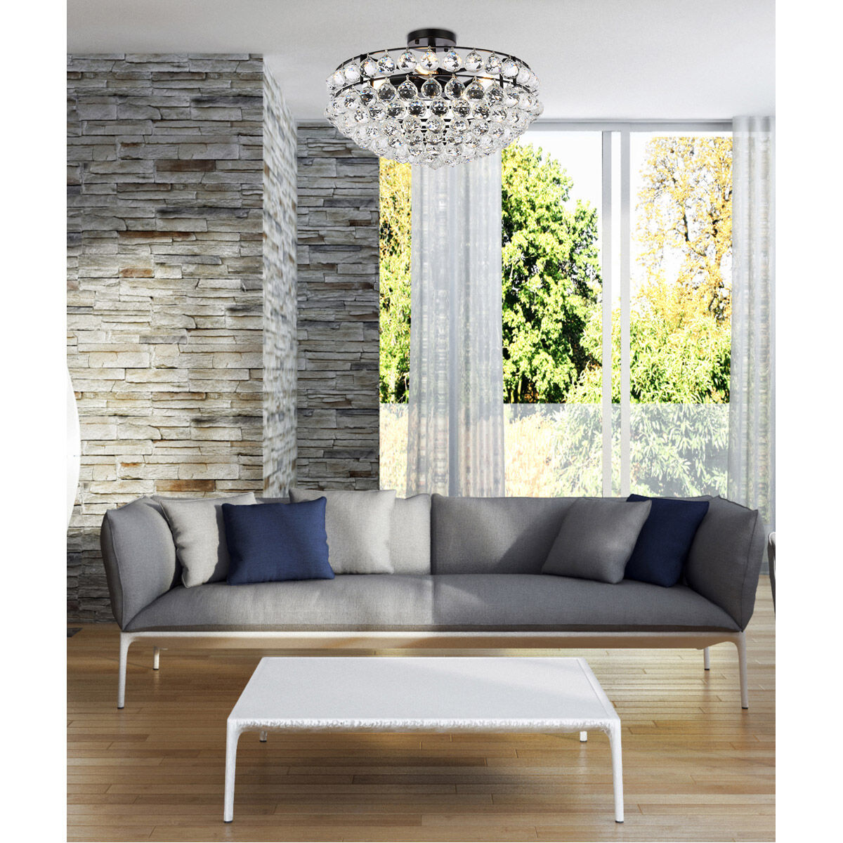 Savannah 5 Light 20 inch Black Flush Mount Ceiling Light