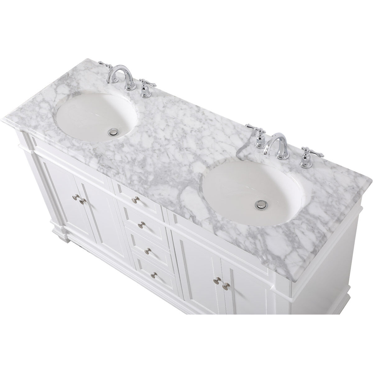 Wesley 60 X 21.5 X 35 inch White Vanity Sink Set