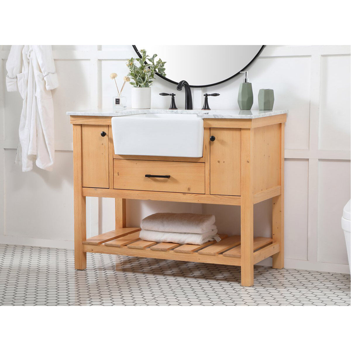 Clement 42 X 22 X 34 inch Natural Wood Bathroom Vanity Cabinet