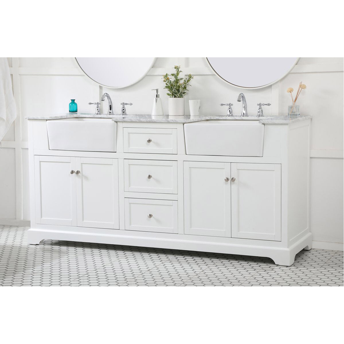 Franklin 72 X 22 X 34.75 inch White Bathroom Vanity Cabinet