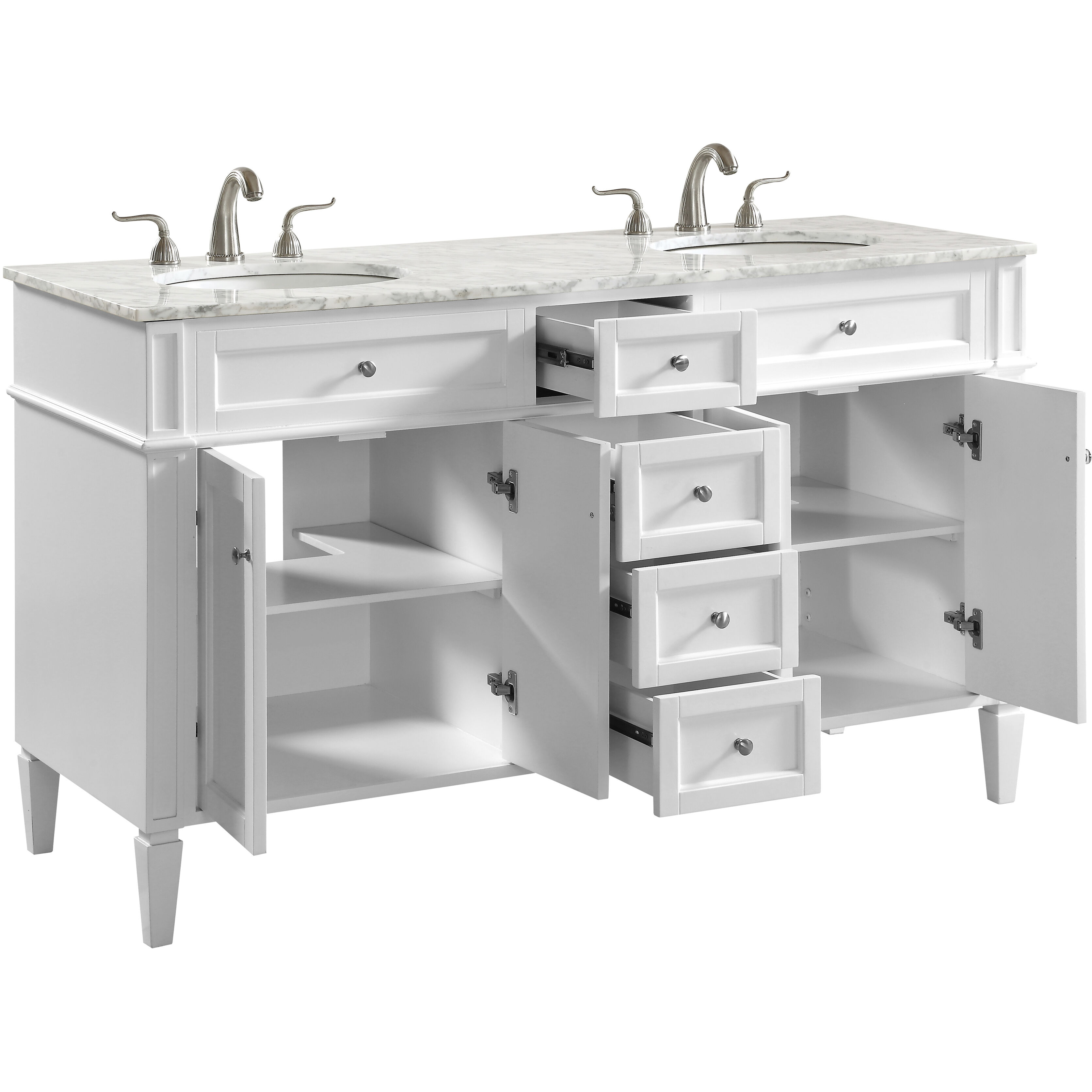 Park Avenue 60 X 35 inch White with Carrara White Marble Vanity Set