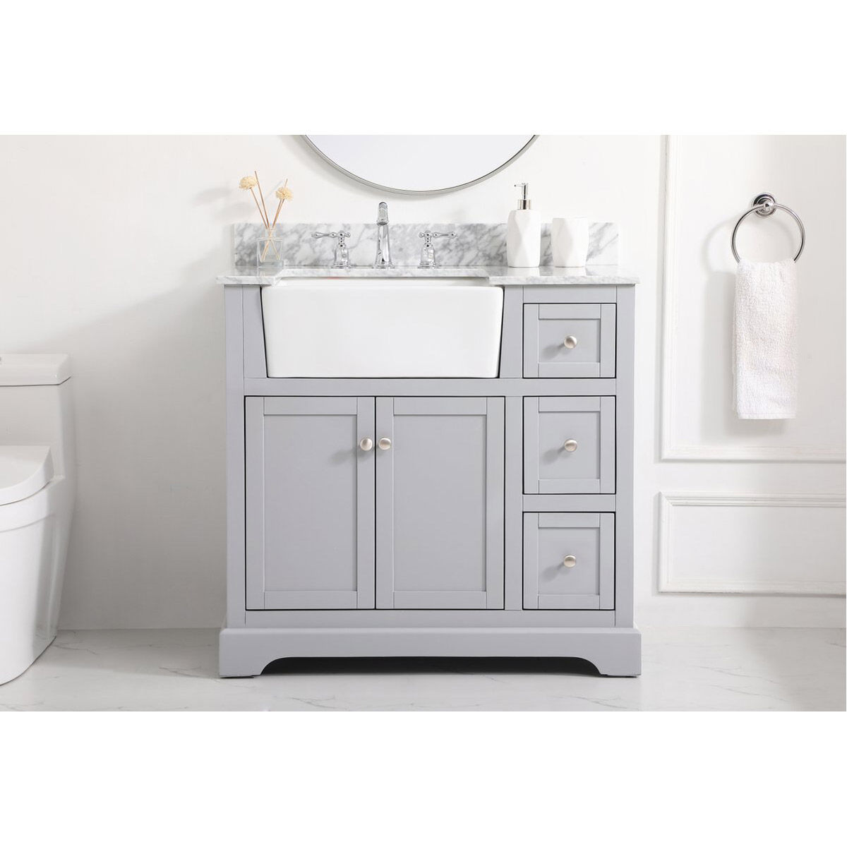 Franklin 36 X 22 X 35 inch Grey Bathroom Vanity Cabinet