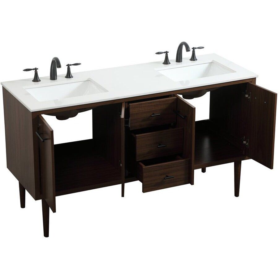 Cyrus 60 X 22 X 34 inch Walnut Vanity Sink Set