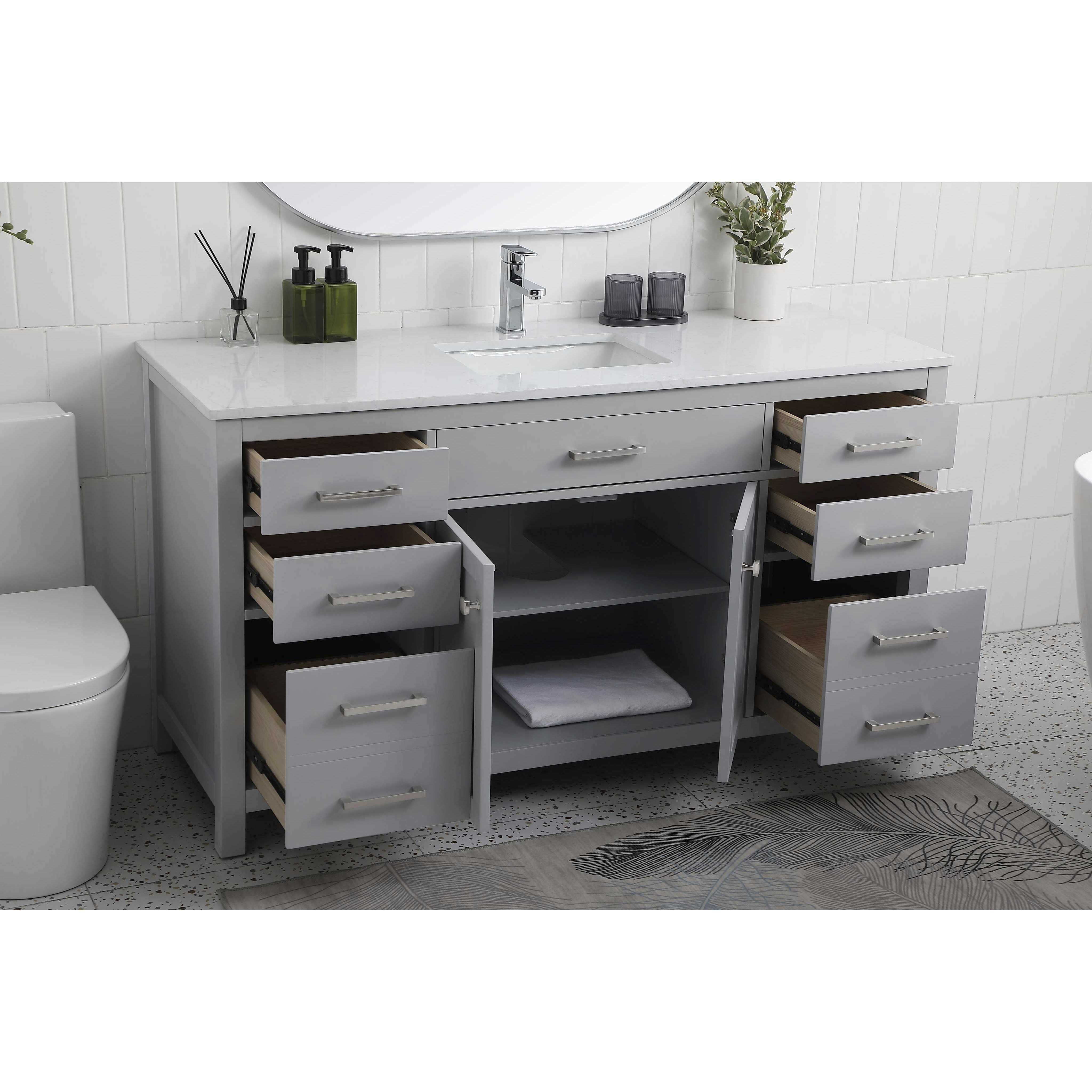 Lewis 60 X 22 X 34 inch Grey Vanity Sink Set