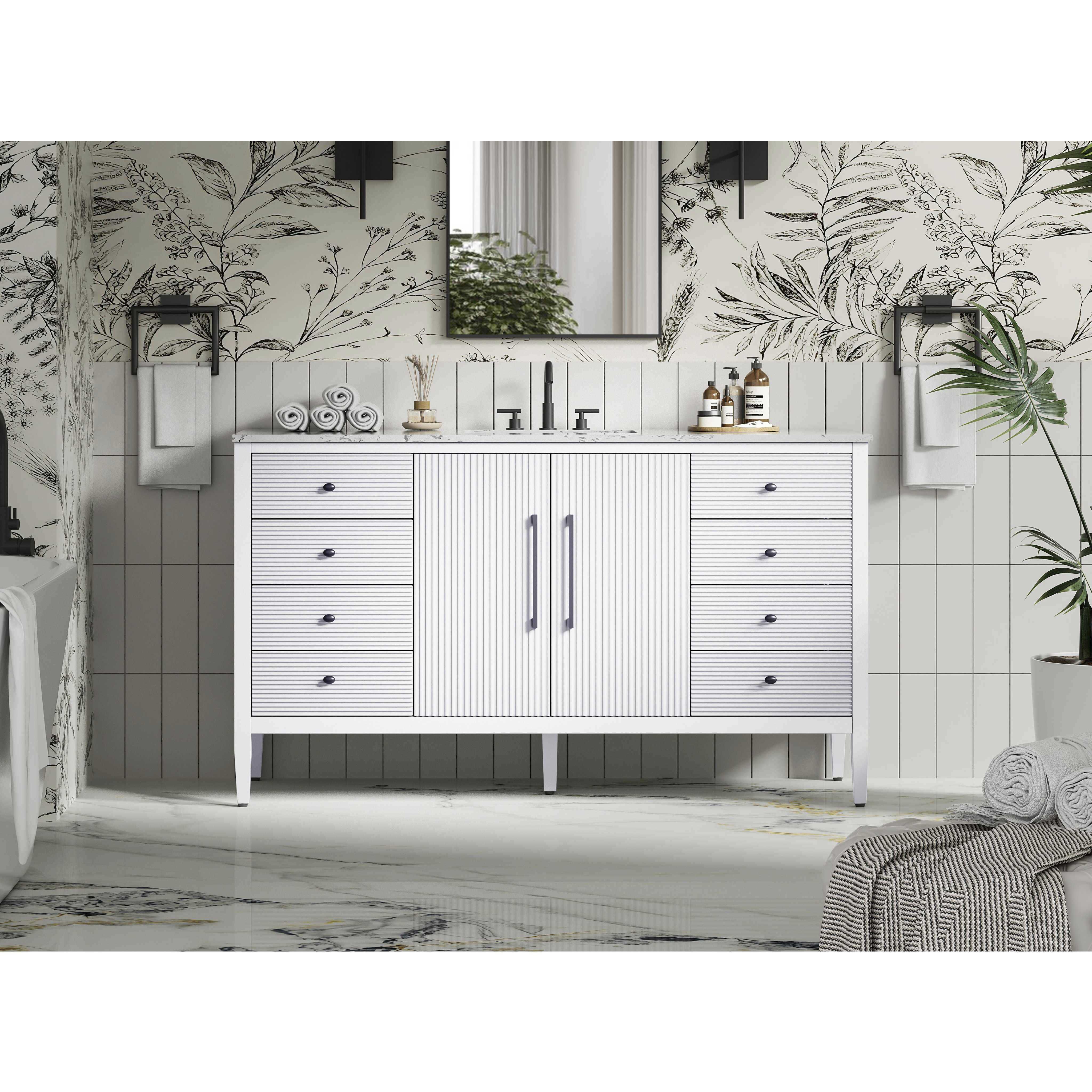 Blakely 60 X 34 inch White Bathroom Vanity Cabinet
