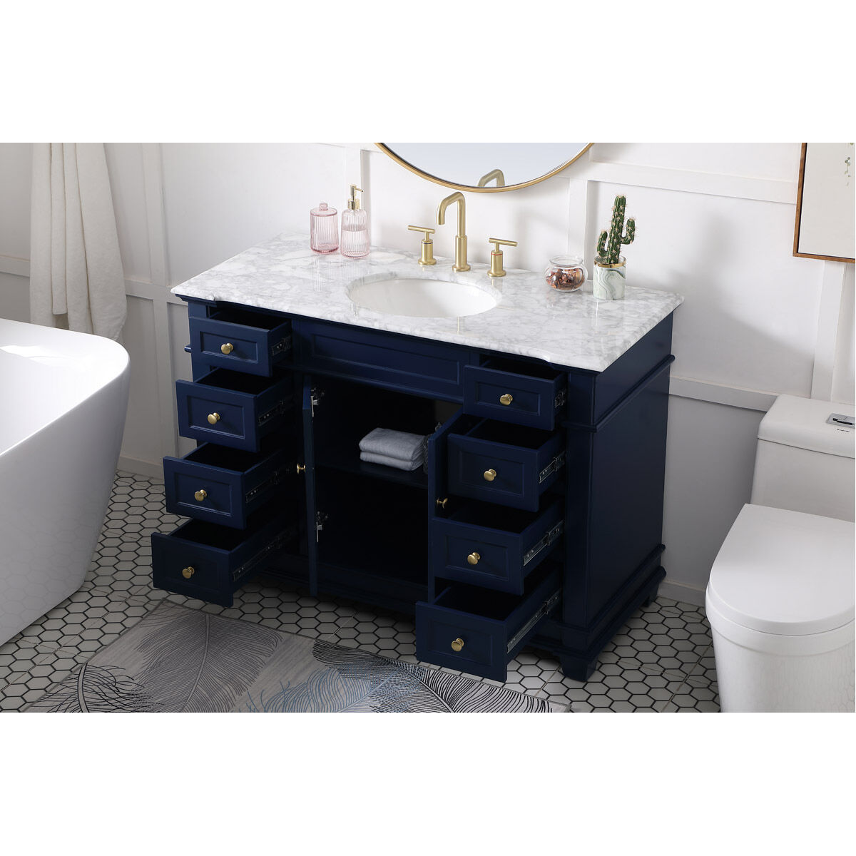 Wesley 48 X 22 X 35 inch Blue Vanity Sink Set