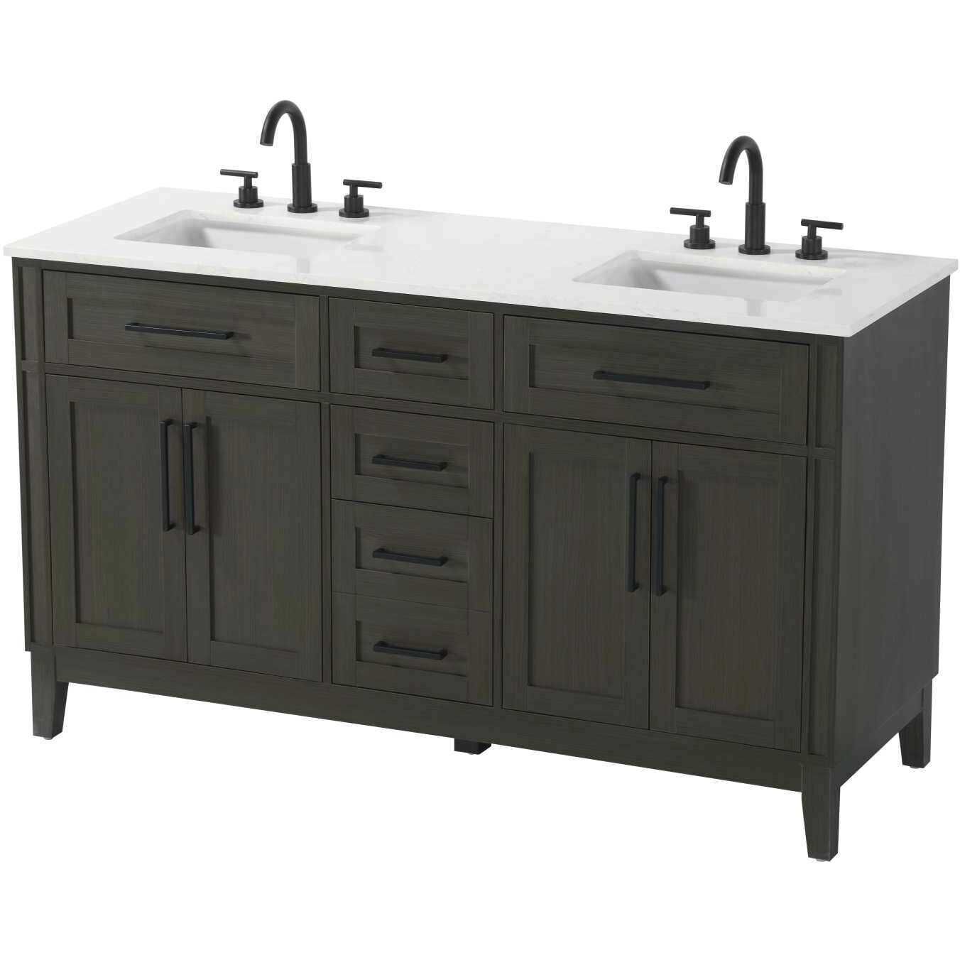 Virginia 60 X 35 inch Mocha Brown Bathroom Vanity Cabinet