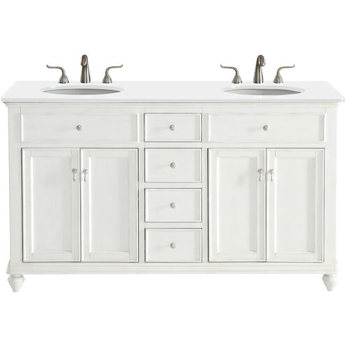 Otto 60 X 21 X 35 inch Antique White Vanity Sink Set