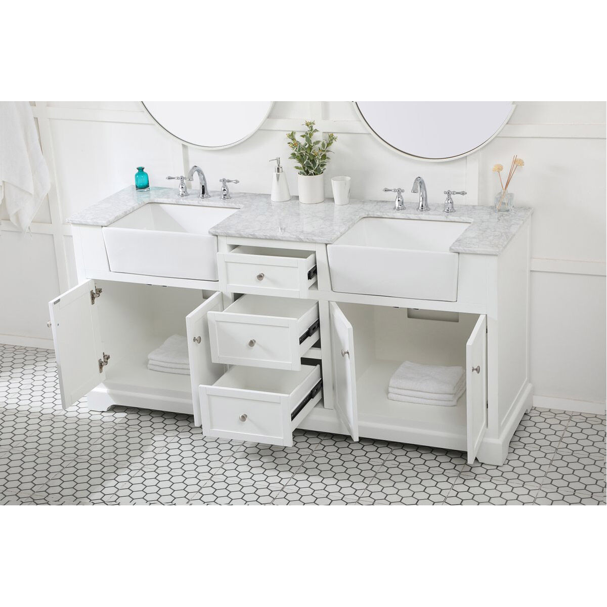 Franklin 72 X 22 X 34.75 inch White Bathroom Vanity Cabinet