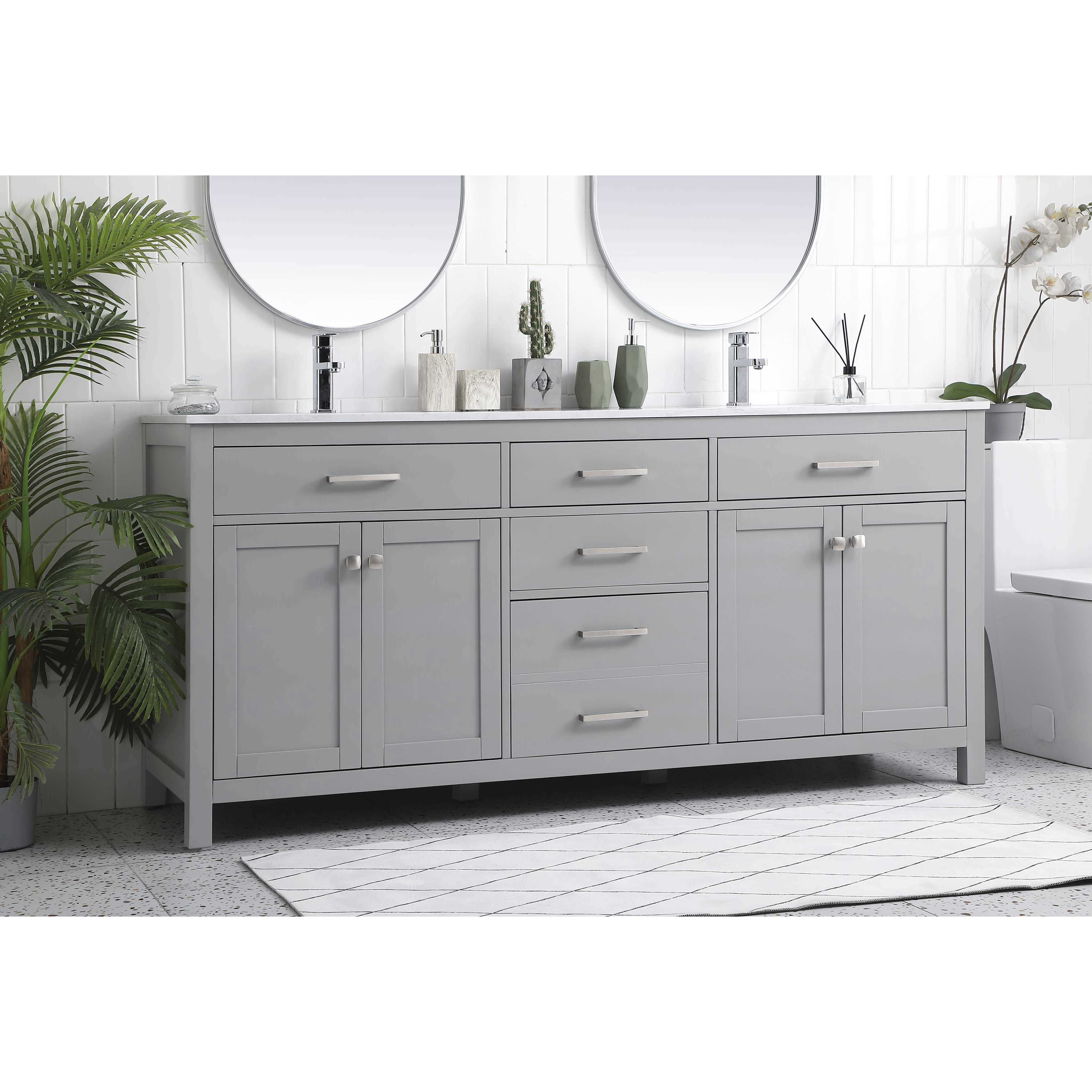 Lewis 72 X 22 X 34 inch Grey Vanity Sink Set