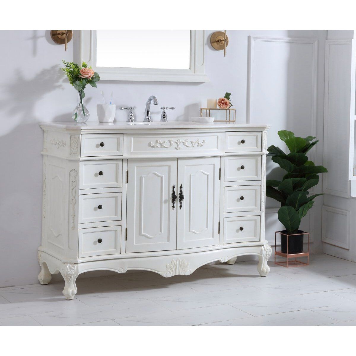 Danville 48 X 21 X 36 inch Antique White Vanity Sink Set
