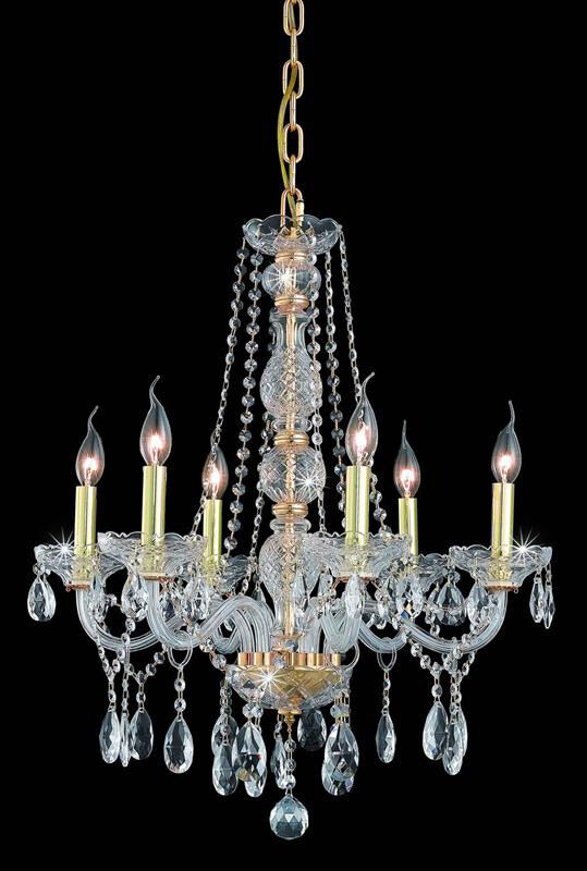 Verona 6 Light 24 inch Gold Dining Chandelier Ceiling Light in Clear, Royal Cut