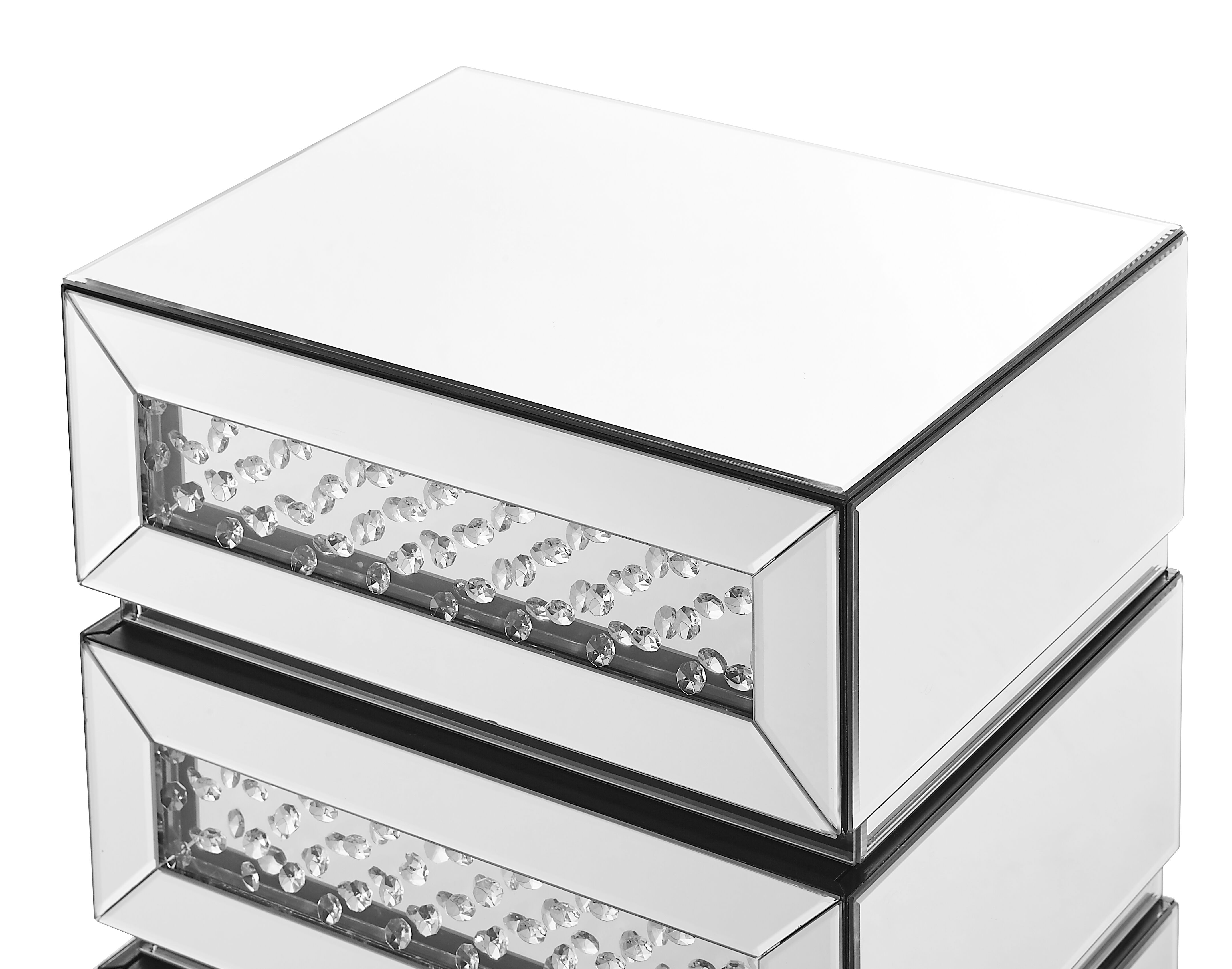 Modern 26 X 18 inch Clear Mirror and Crystal Bedside Table