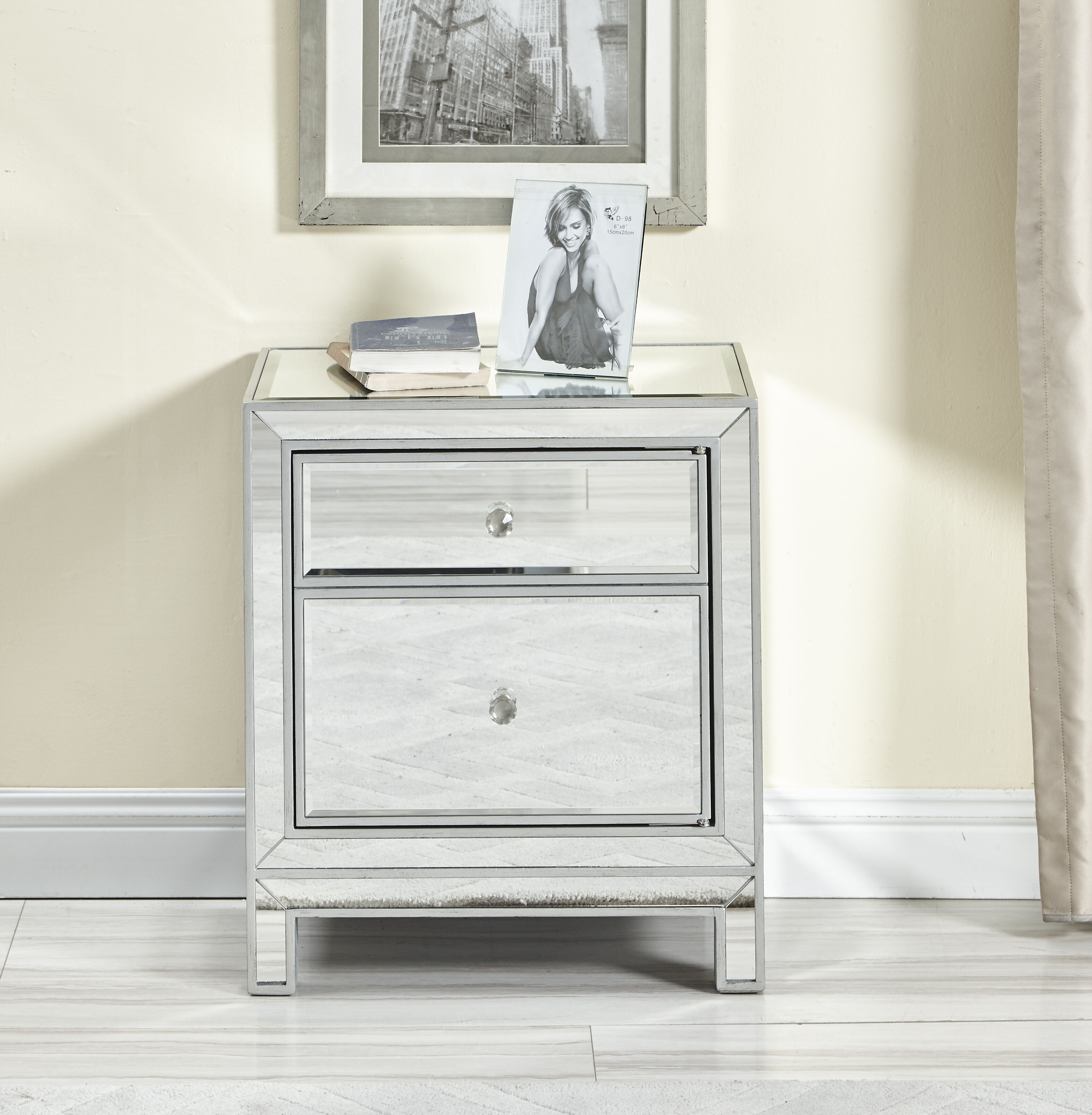 Reflexion 24 X 21 inch Antique Silver Nightstand in Antique Sliver 