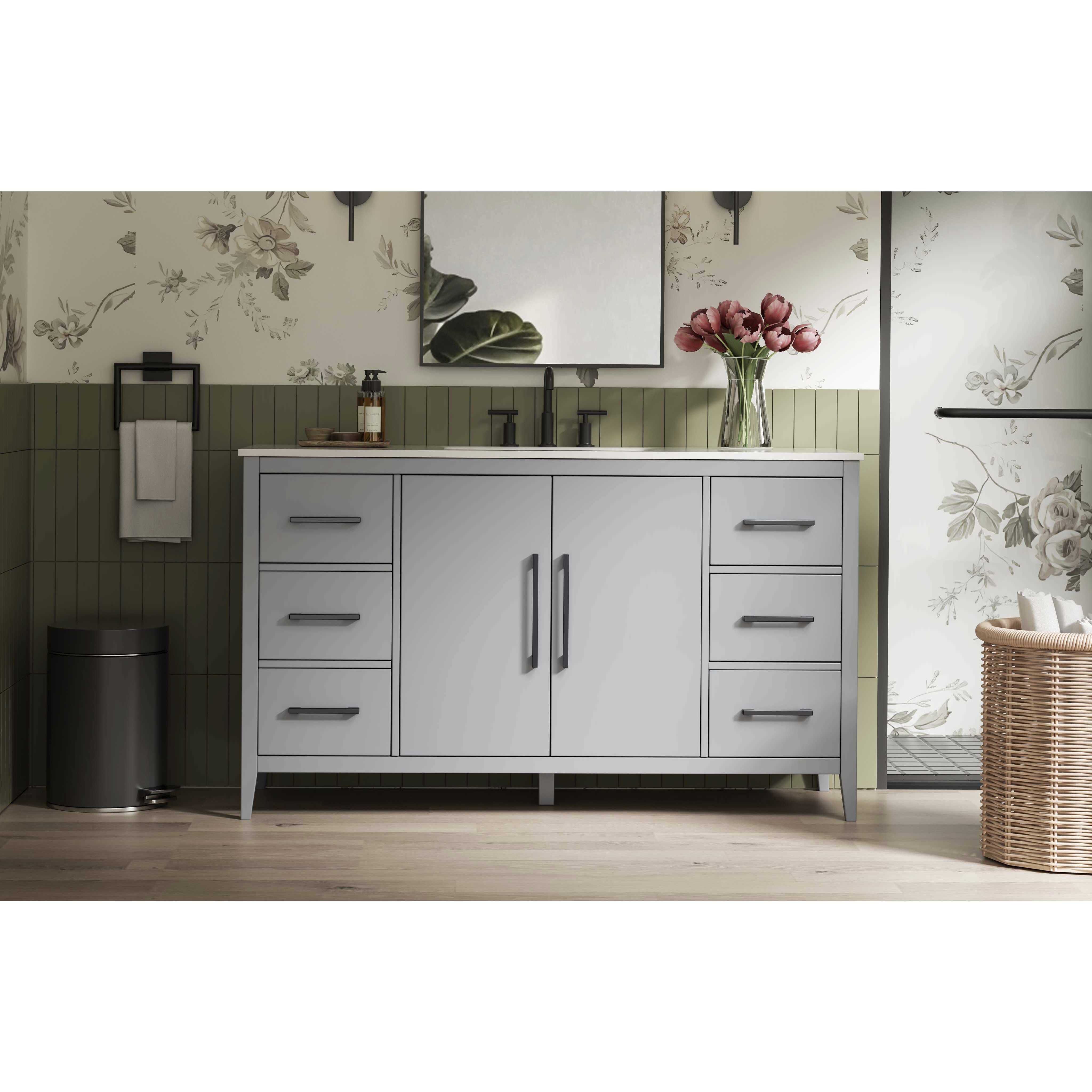 Millie 60 X 35 inch Grey Bathroom Vanity Cabinet