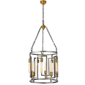 Fontana 10 Light 18 inch Vintage Nickel and Electroplated Brass Chandelier Ceiling Light, Urban Classic