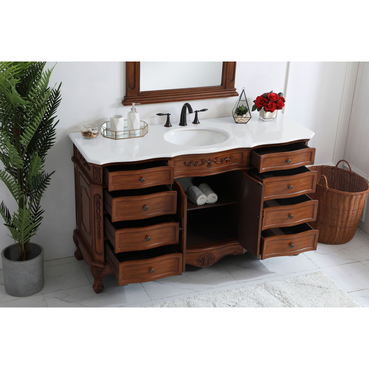 Danville 60 X 21 X 36 inch Teak Vanity Sink Set