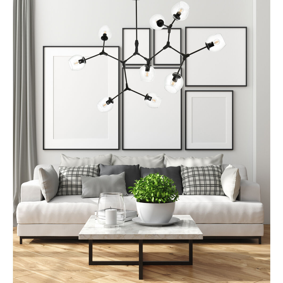 9 light black chandelier top