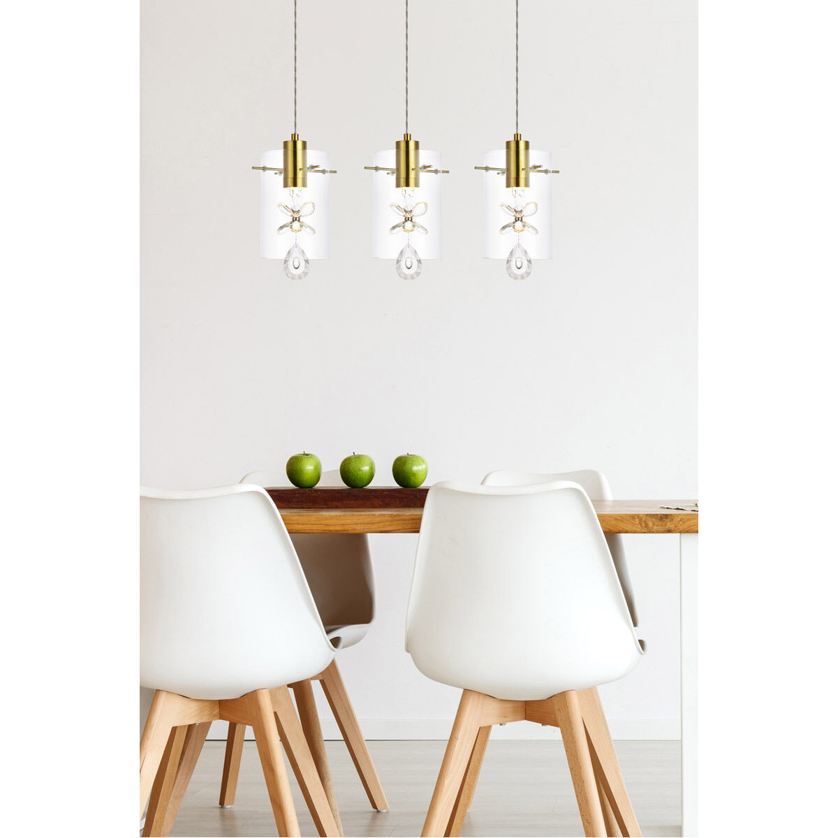 Elegant Lighting Hana 3 Lights Gold Pendant 5202D24G