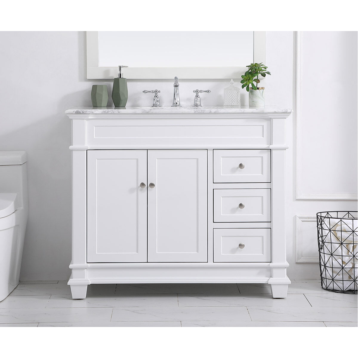 Wesley 42 X 21.5 X 35 inch White Vanity Sink Set