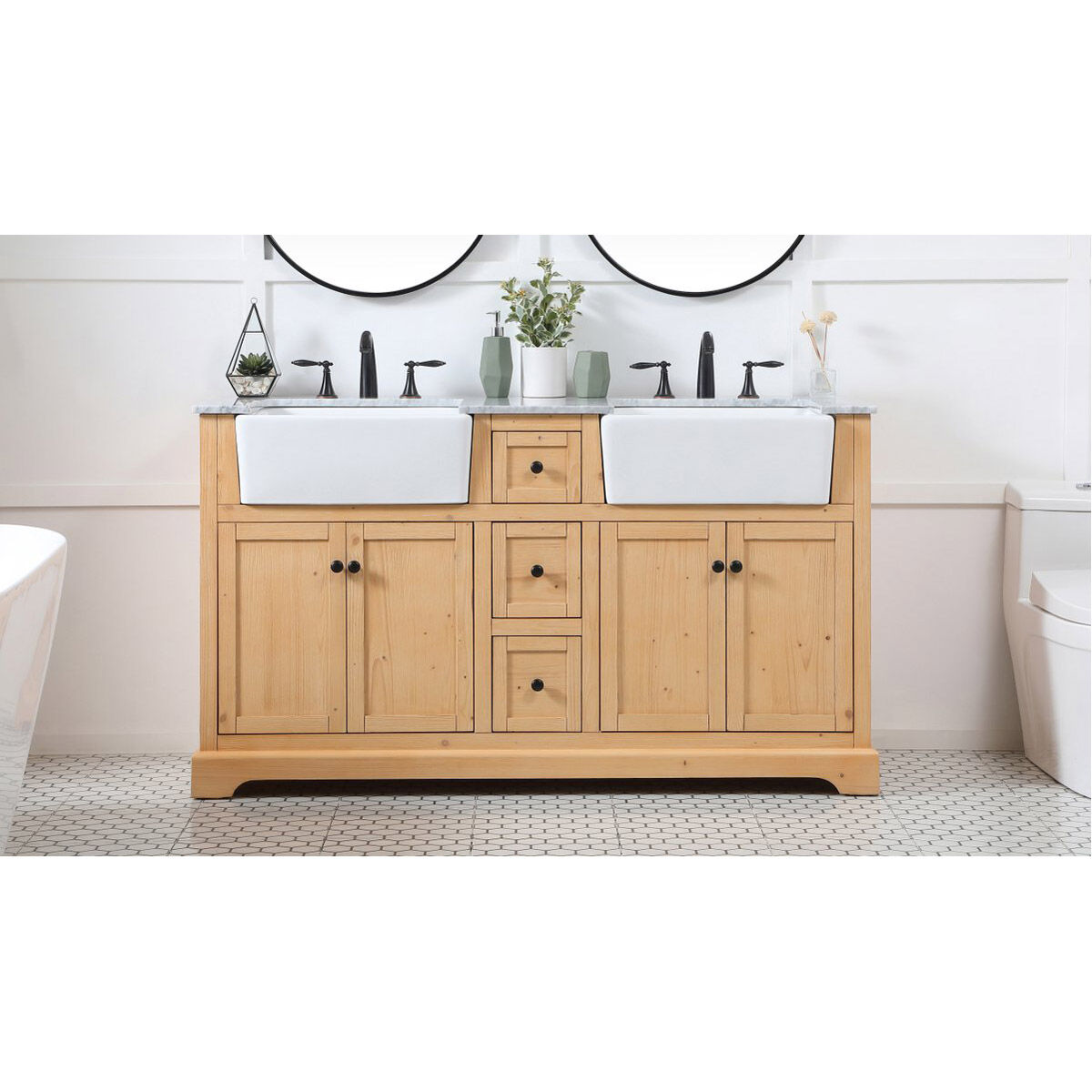 Franklin 60 X 22 X 34.75 inch Natural Wood Bathroom Vanity Cabinet