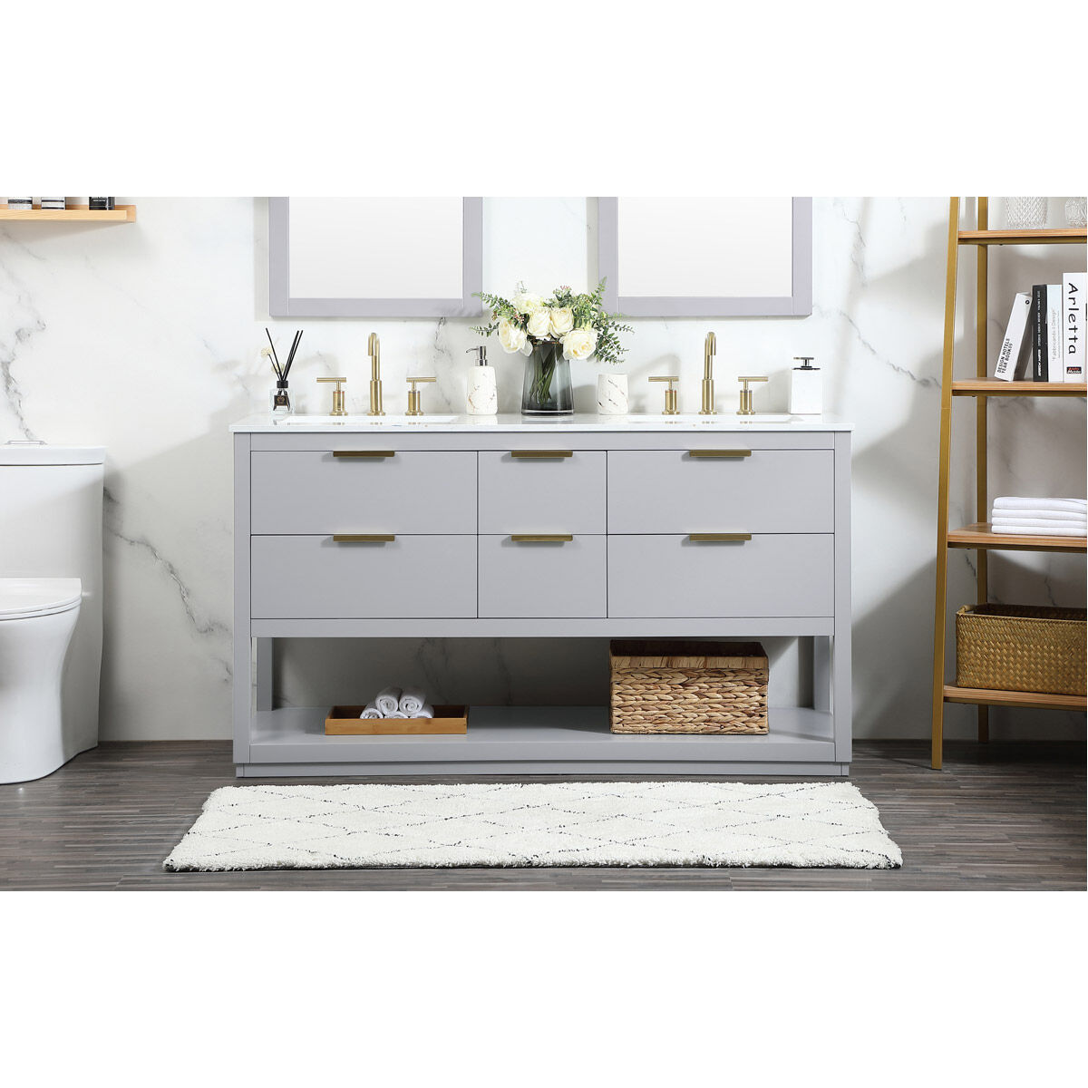 Larkin 60 X 22 X 34 inch Grey Vanity Sink Set