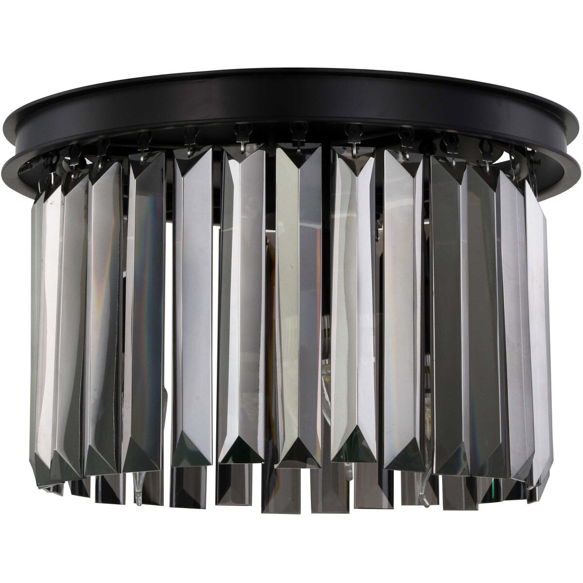 Sydney 3 Light 16 inch Matte Black Flush Mount Ceiling Light in Silver Shade, Urban Classic