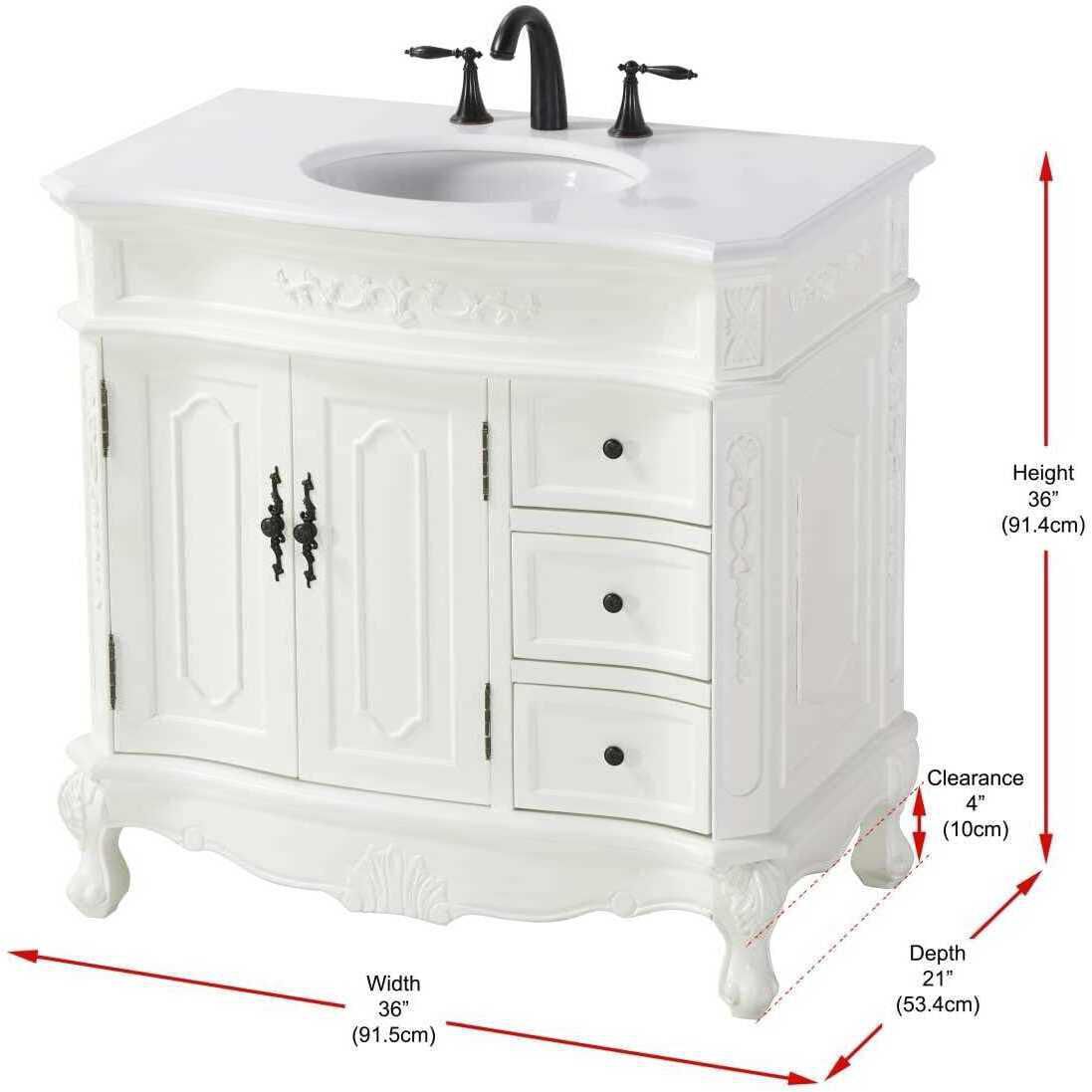 Danville 36 X 36 inch Antique White Bathroom Vanity Cabinet