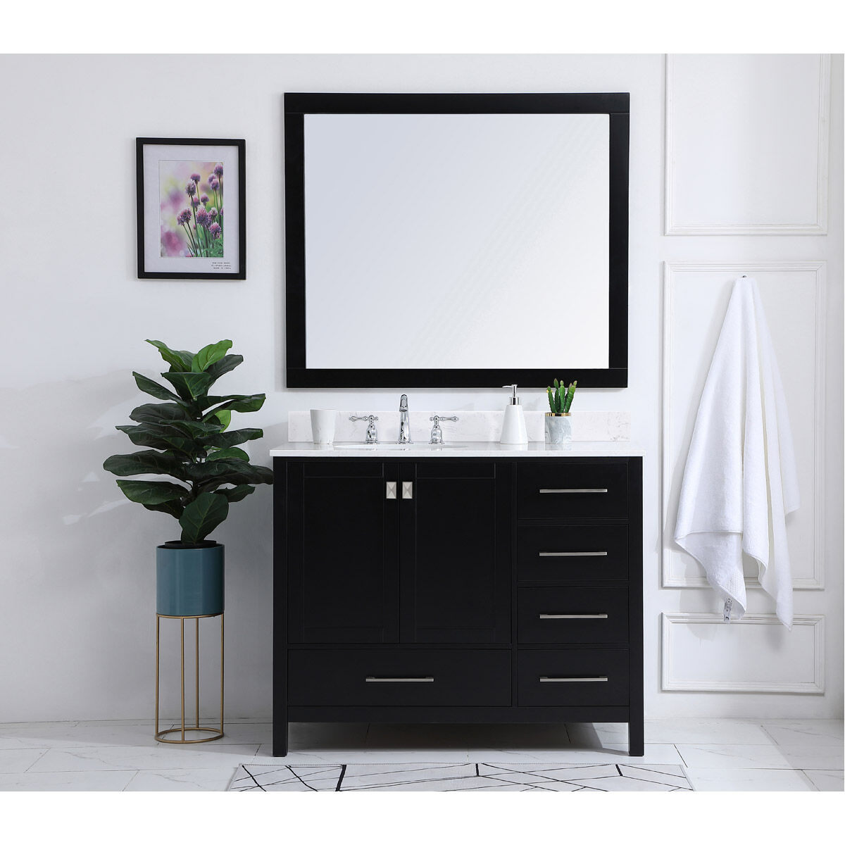 Irene 42 X 22 X 34 inch Black Vanity Sink Set