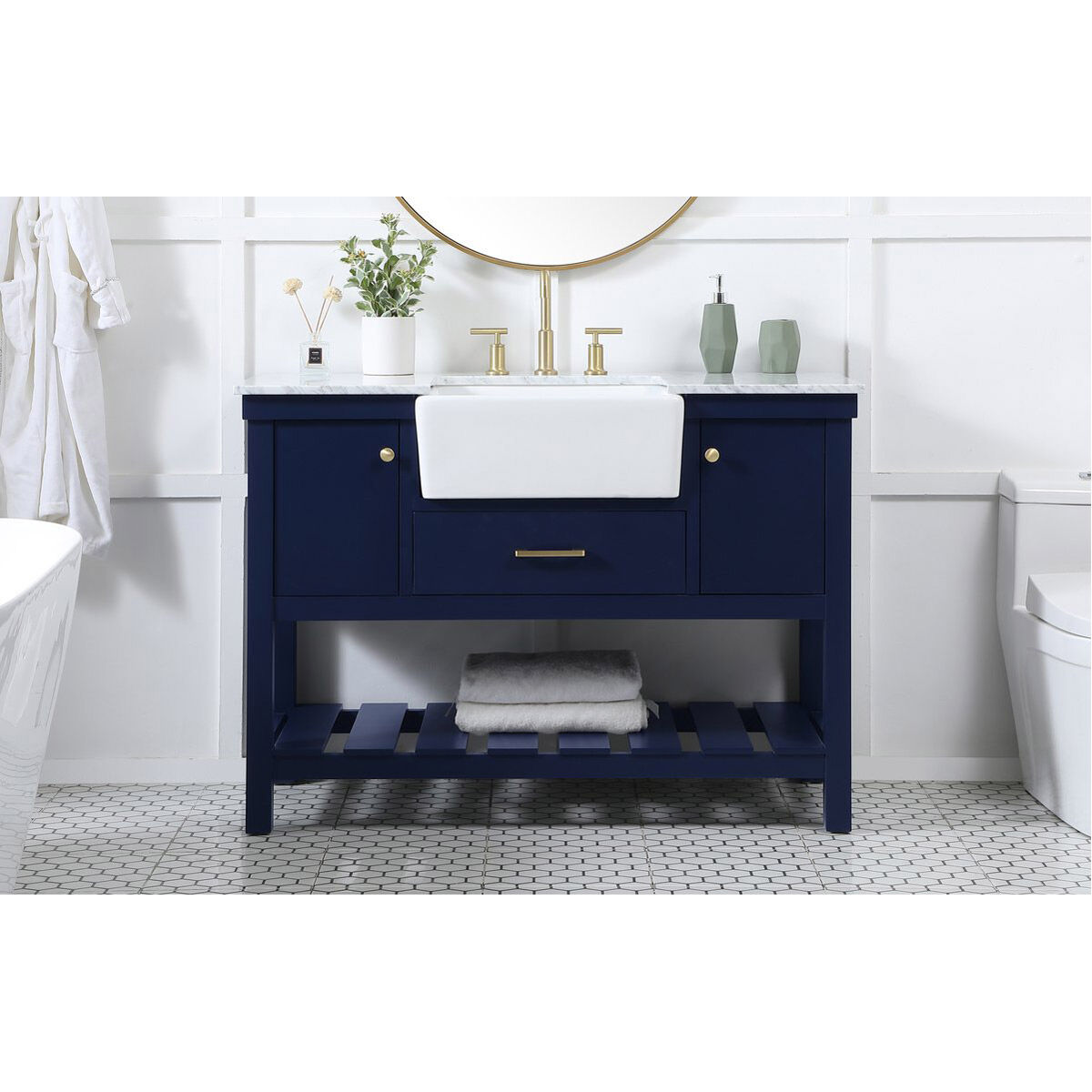 Clement 48 X 22 X 34 inch Blue Bathroom Vanity Cabinet