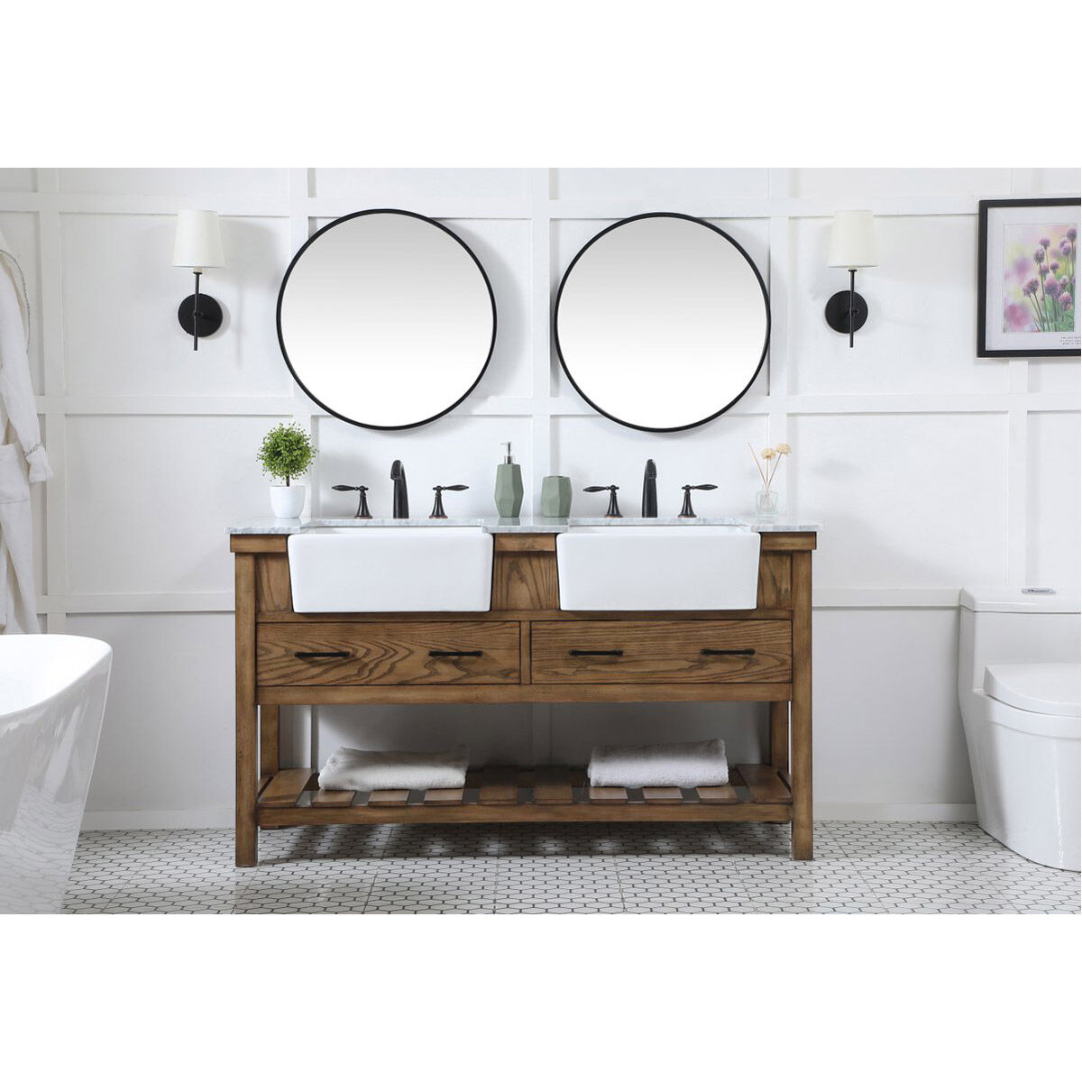 Clement 60 X 22 X 34 inch Driftwood Bathroom Vanity Cabinet