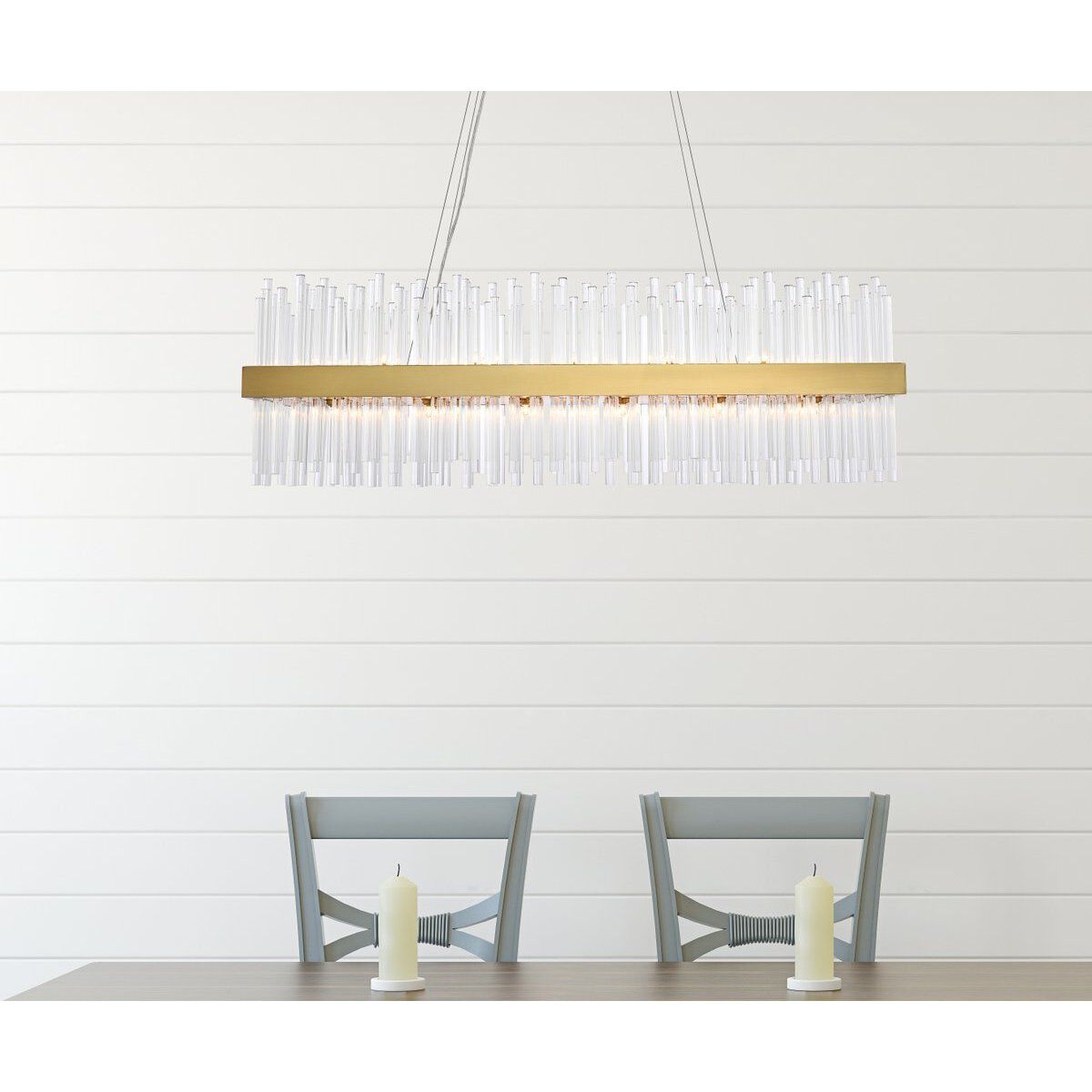 Dallas 24 Light 42 inch Satin Gold Linear Chandelier Ceiling Light