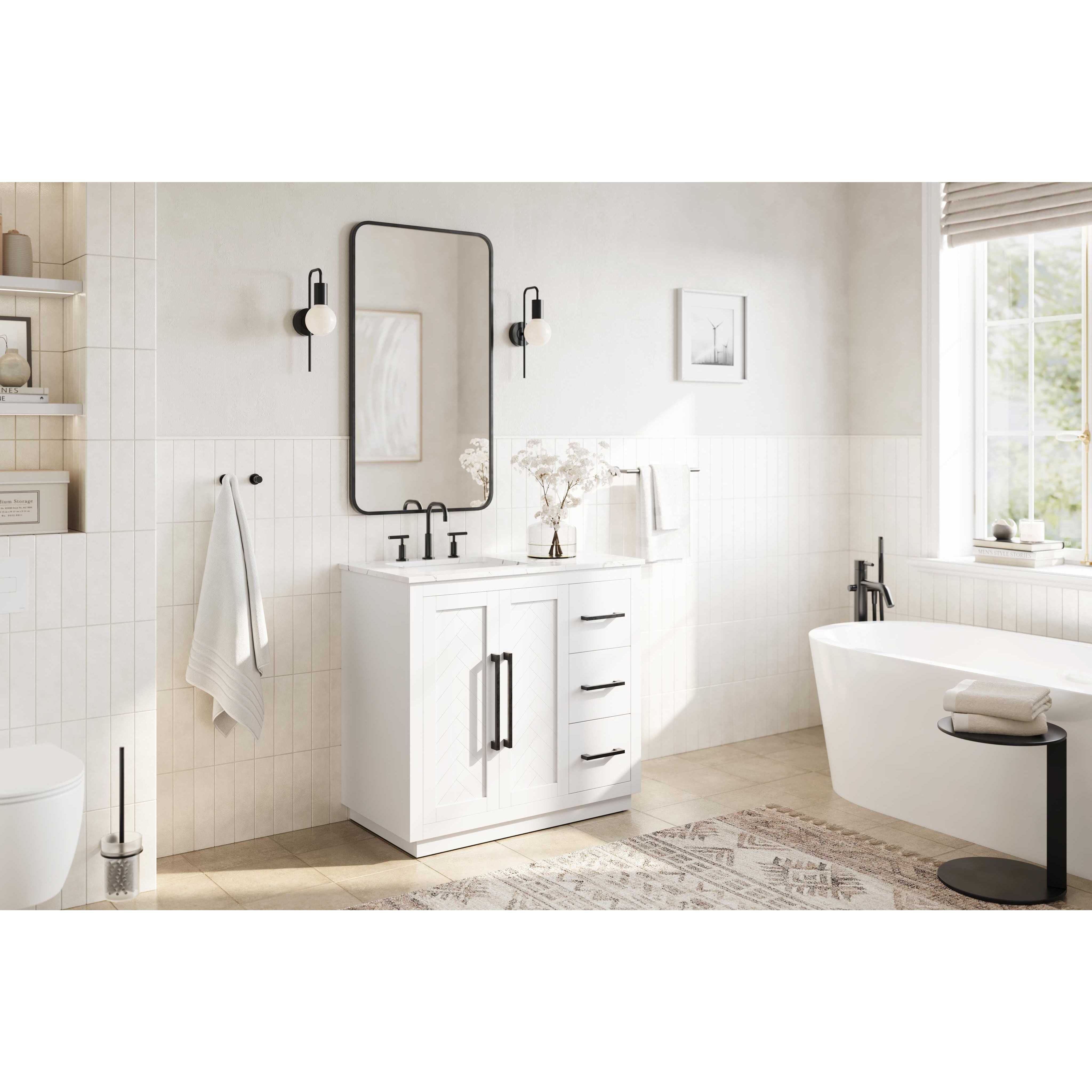 Chase 36 X 34 inch White Bathroom Vanity Cabinet