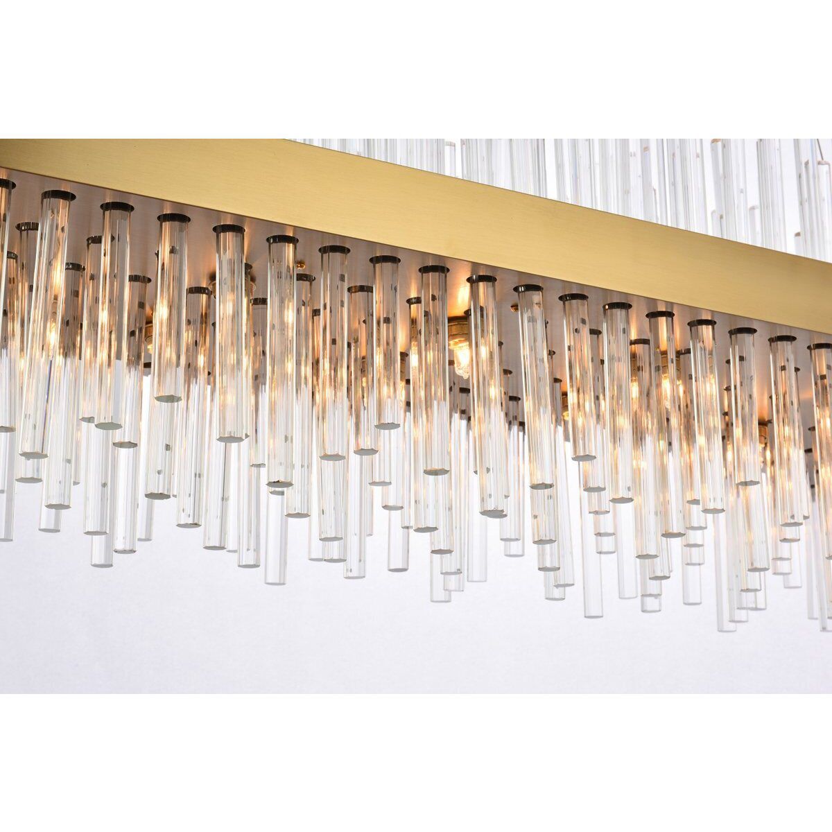 Dallas 28 Light 48 inch Satin Gold Linear Chandelier Ceiling Light