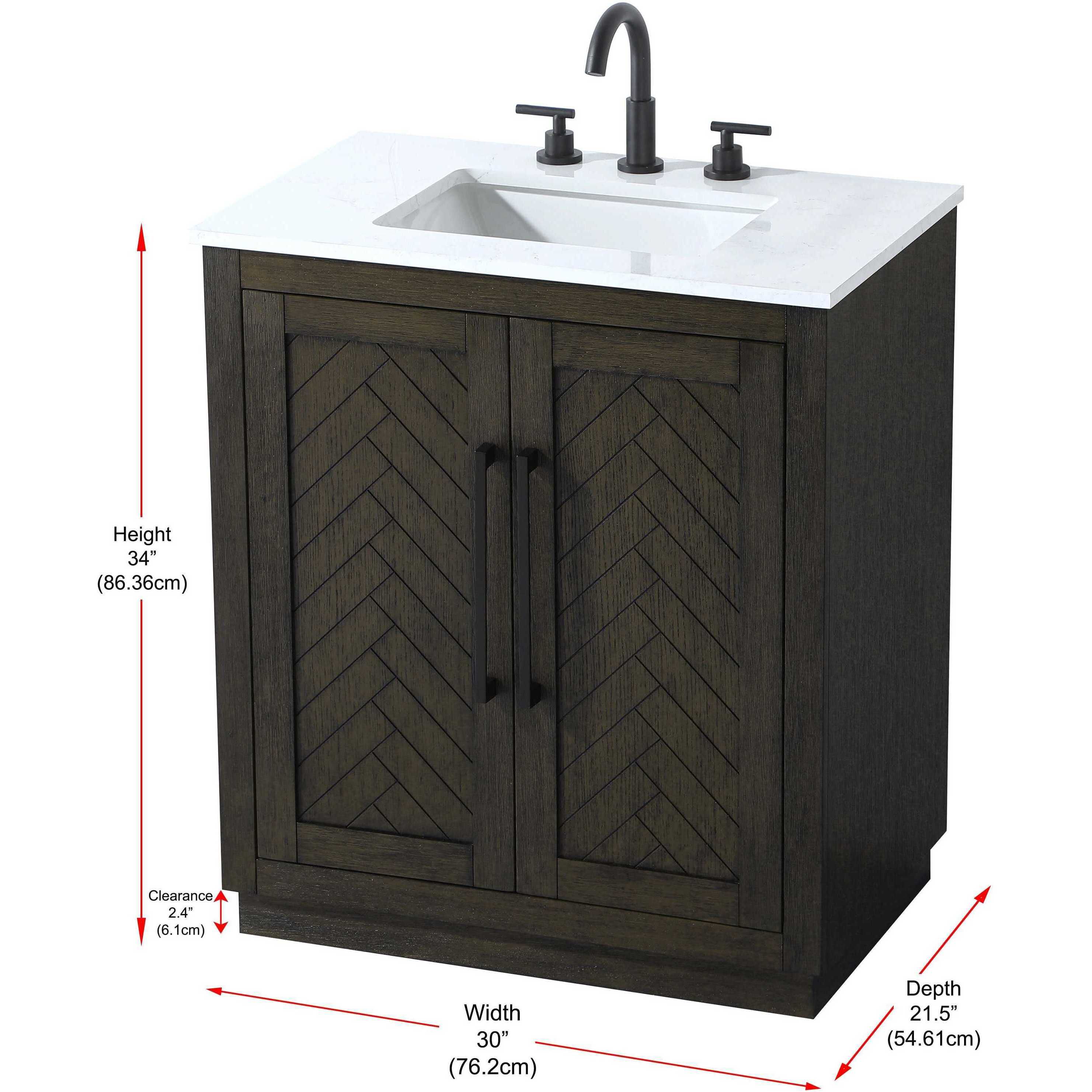 Chase 30 X 34 inch Chocolate Oak Bathroom Vanity Cabinet
